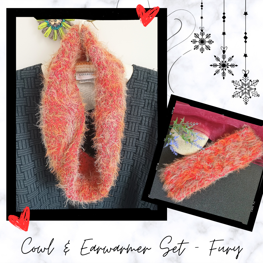 Fluffy Crochet Mesh Cowl & Earwarmer Sets