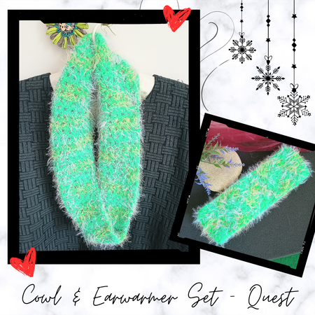 Fluffy Crochet Mesh Cowl & Earwarmer Sets