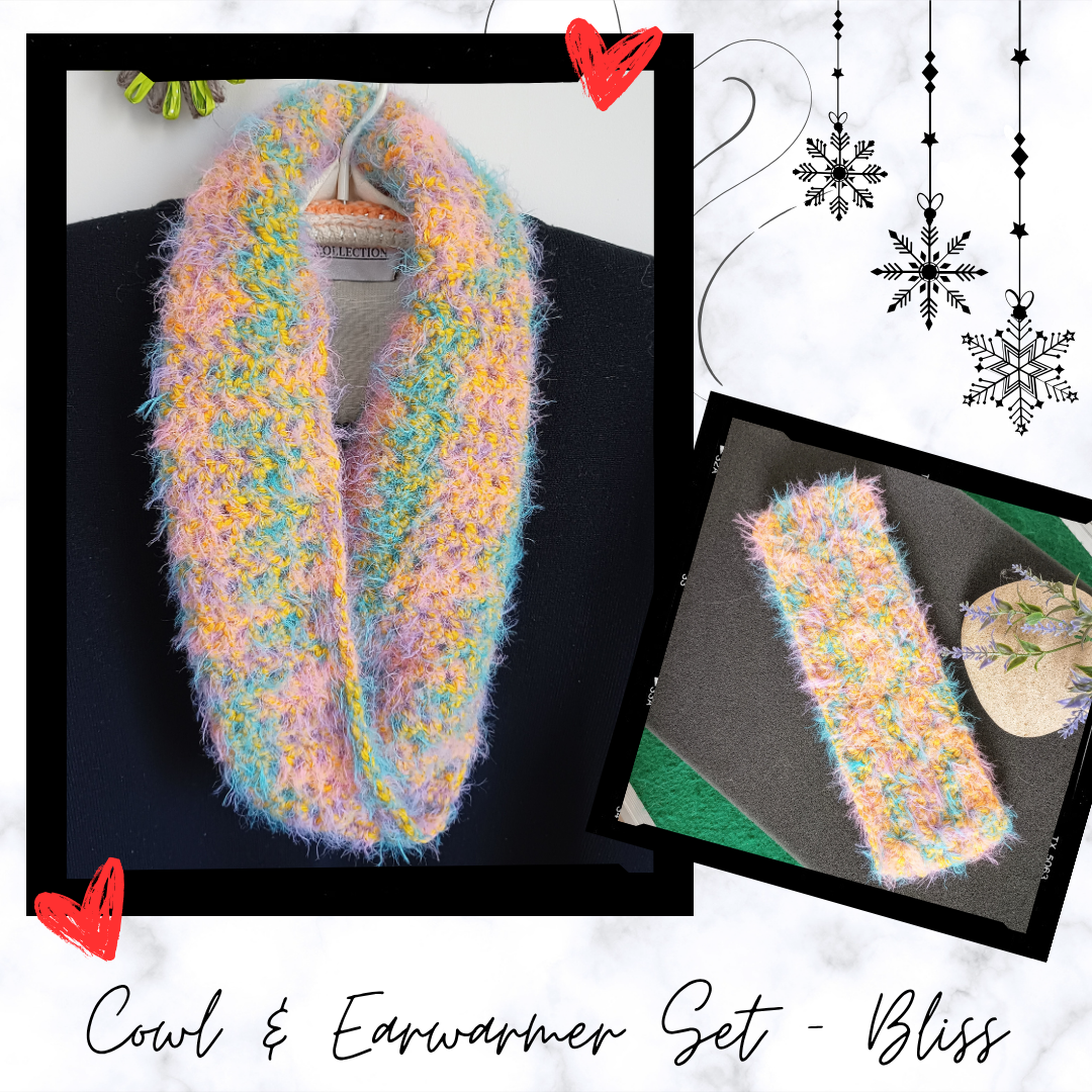 Fluffy Crochet Mesh Cowl & Earwarmer Sets