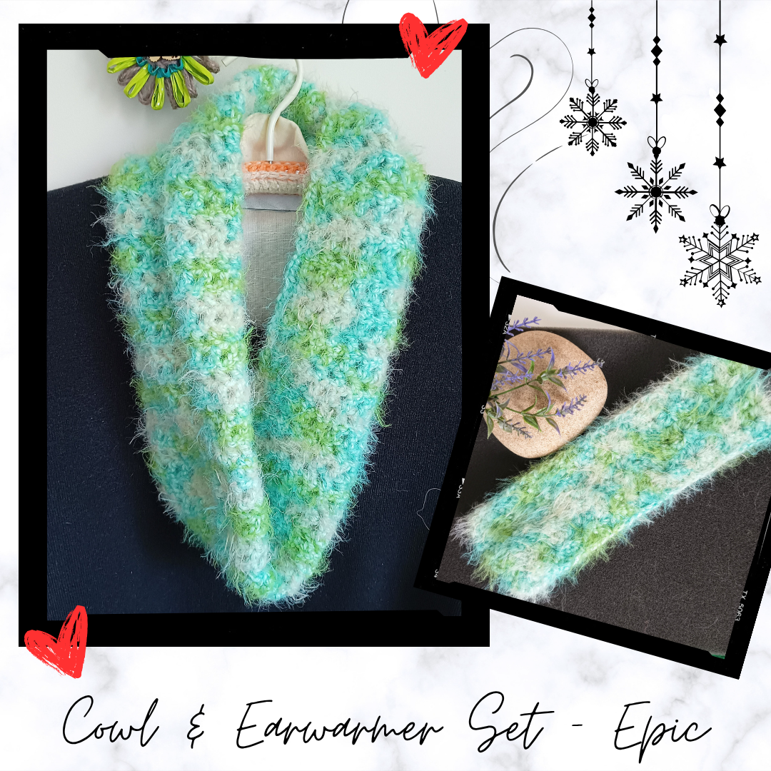 Fluffy Crochet Mesh Cowl & Earwarmer Sets