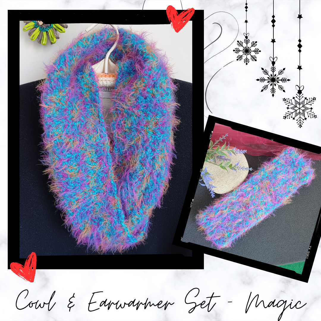 Fluffy Crochet Mesh Cowl & Earwarmer Sets