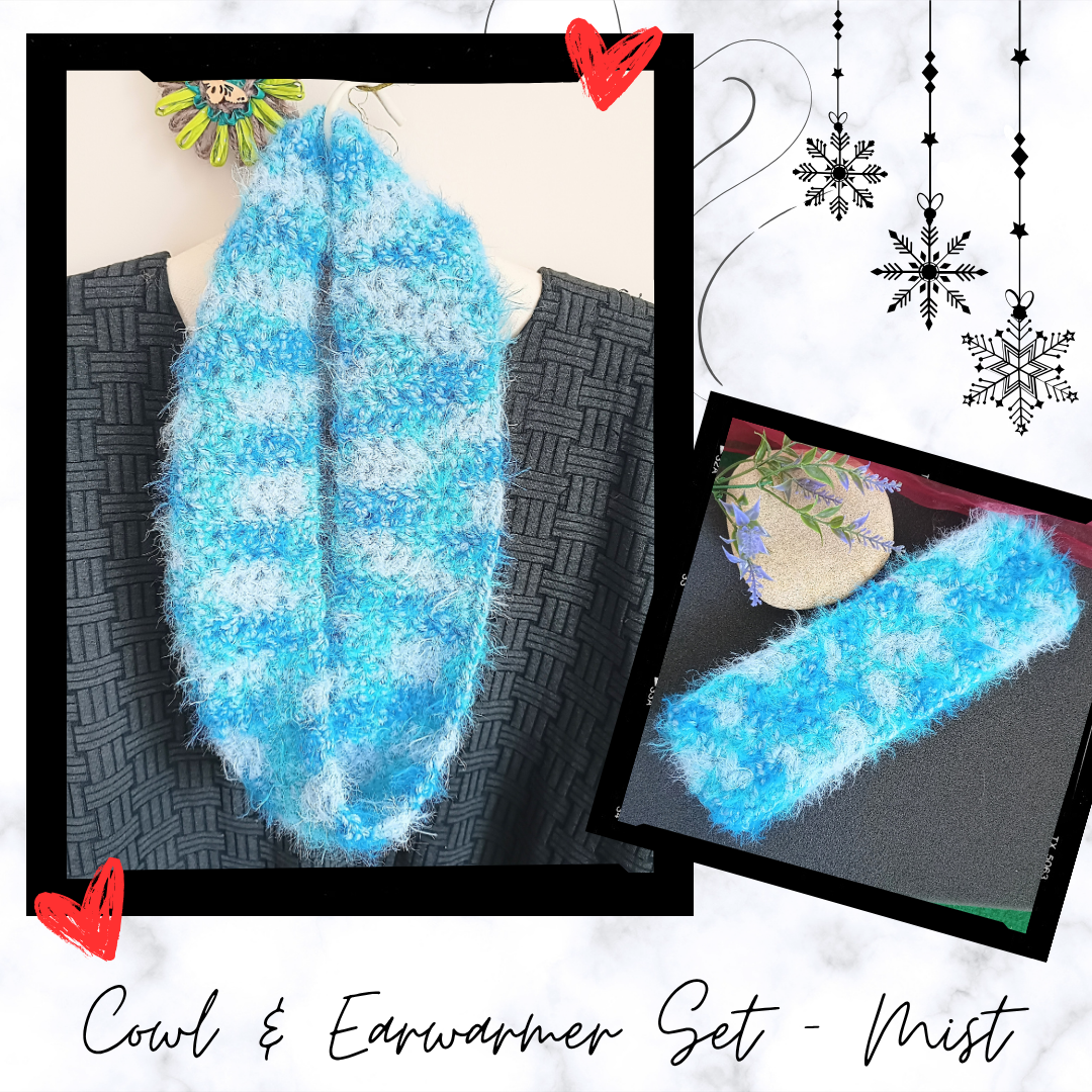 Fluffy Crochet Mesh Cowl & Earwarmer Sets