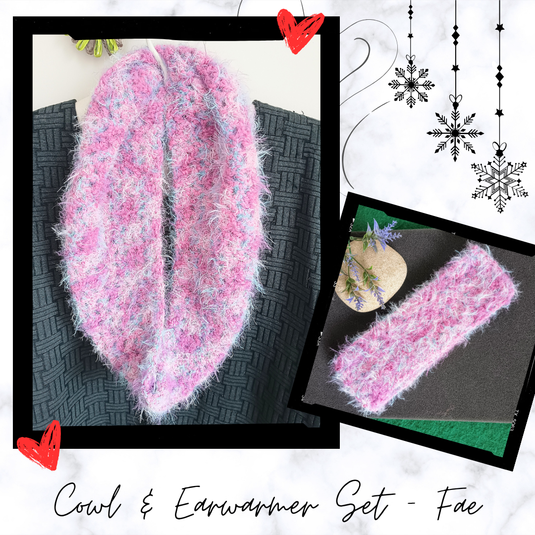 Fluffy Crochet Mesh Cowl & Earwarmer Sets
