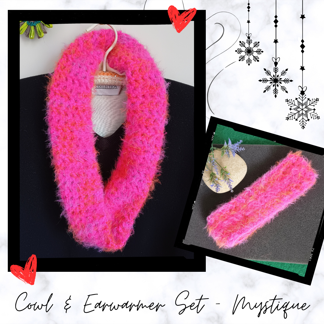 Fluffy Crochet Mesh Cowl & Earwarmer Sets