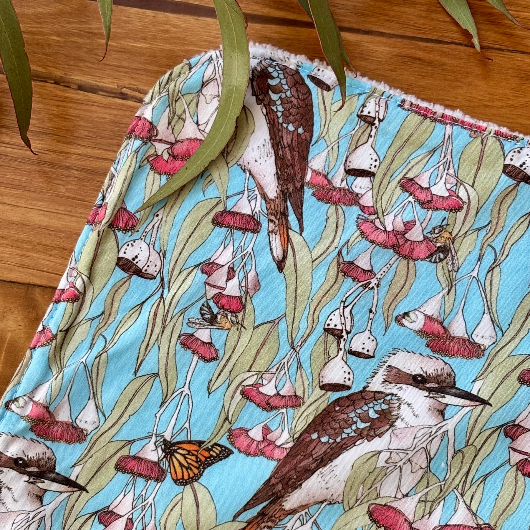 Baby Bib and Burp Cloth Set | Kookaburras and Possums | Ready to Ship