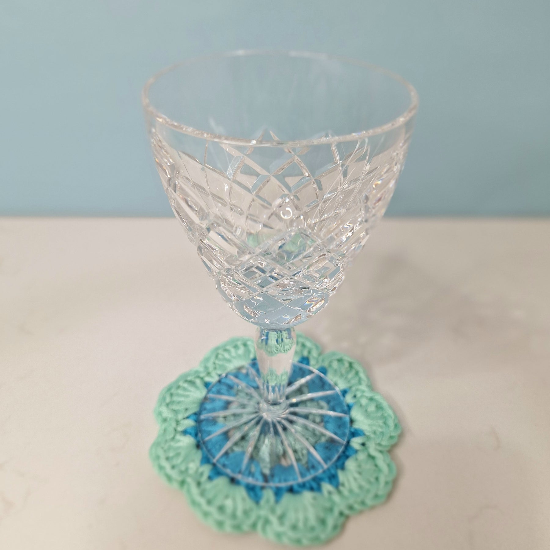 crocheted coasters Mandala style in a set of four