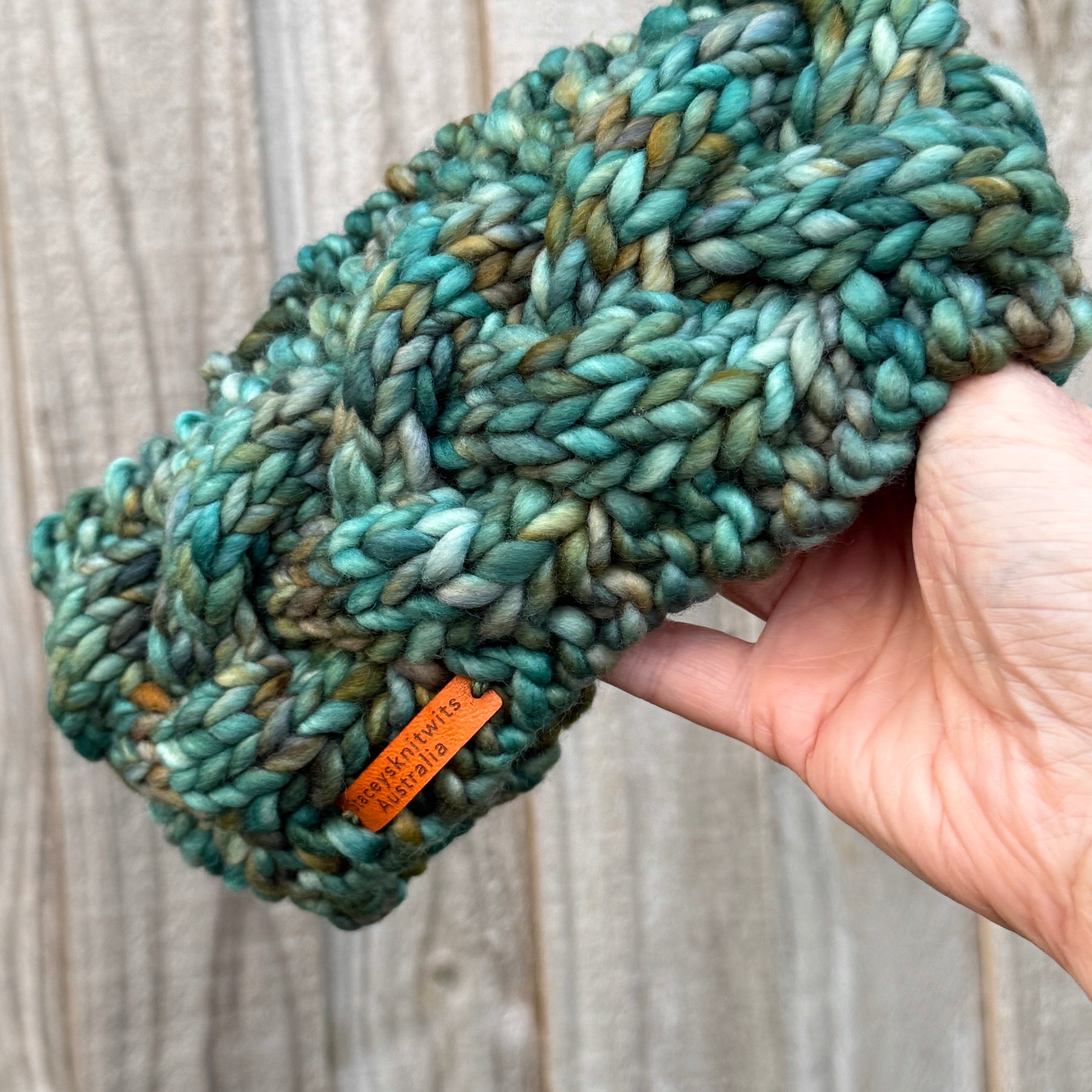 Hand Knitted Headband, Green Merino Earwarmers