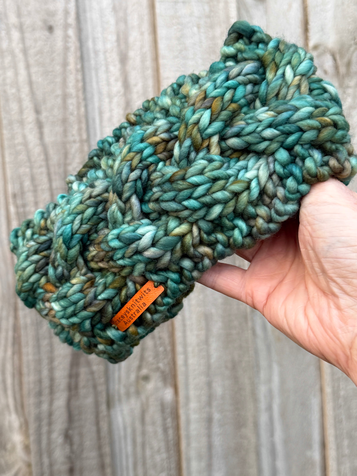 Hand Knitted Headband, Green Merino Earwarmers