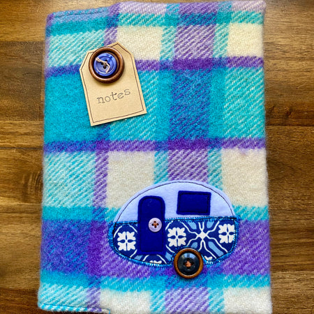 A5 Upcycled Notebook Vintage Caravan - Blue