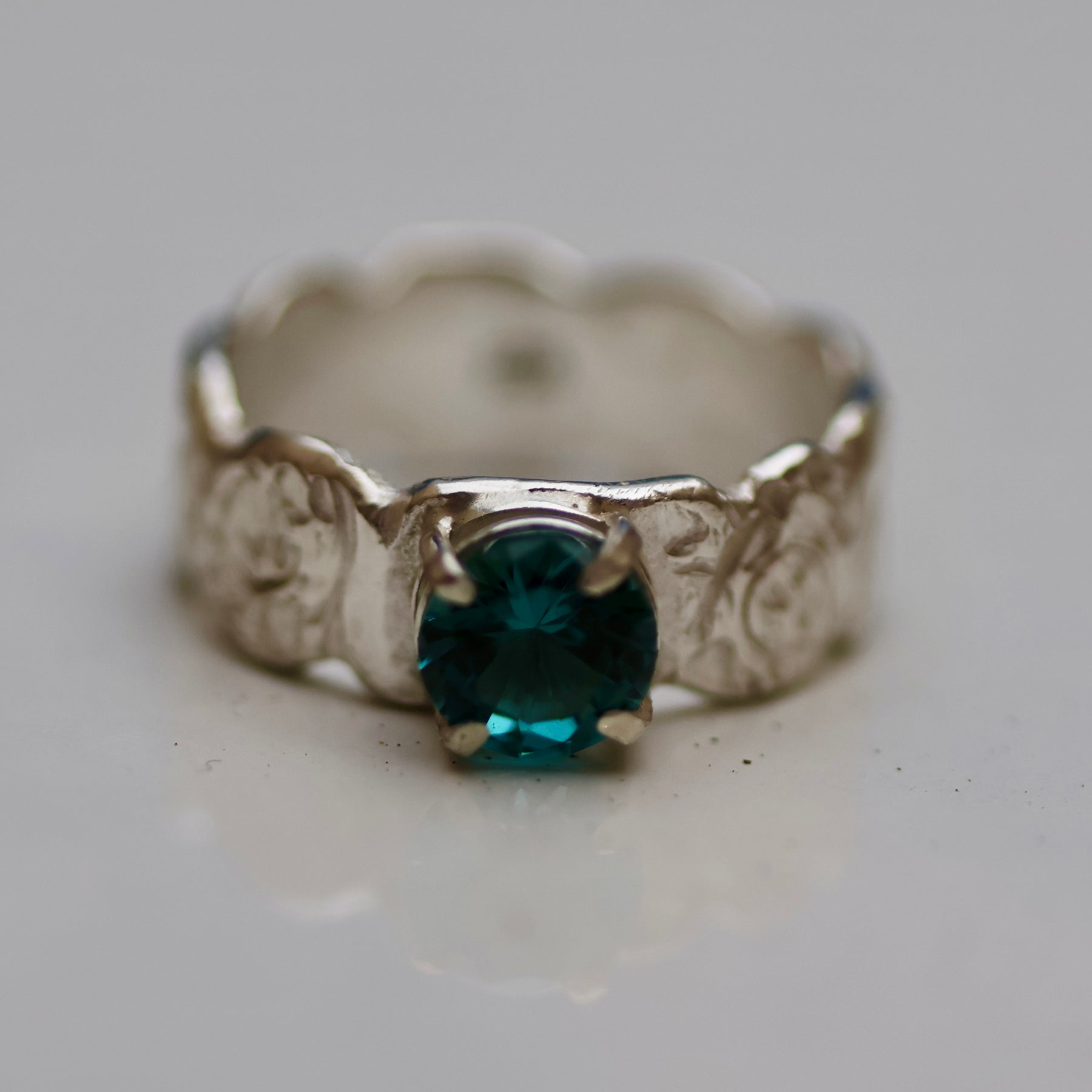 Quirky Little Aqua Tourmaline Stirling Silver Ring