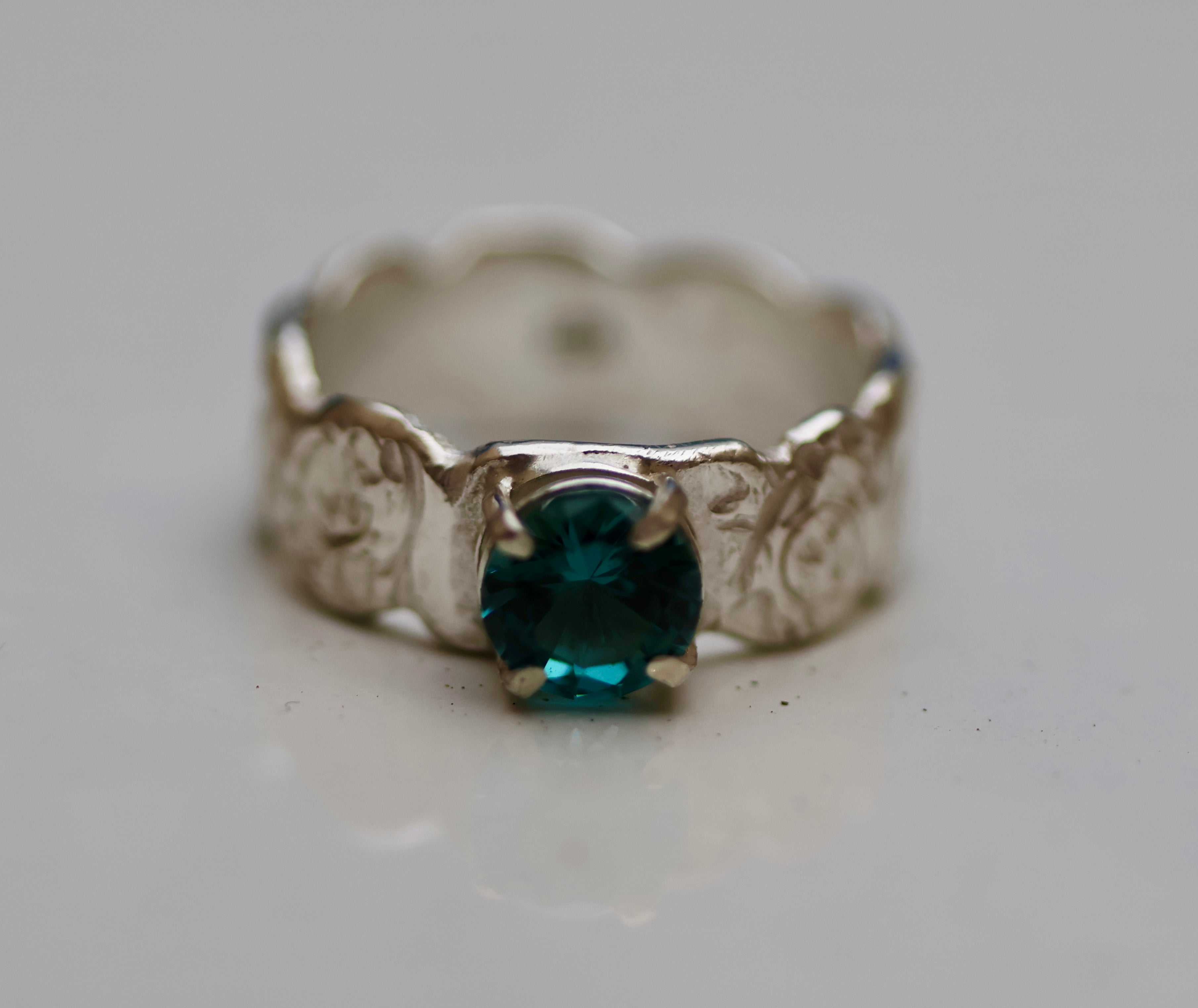 Quirky Little Aqua Tourmaline Stirling Silver Ring
