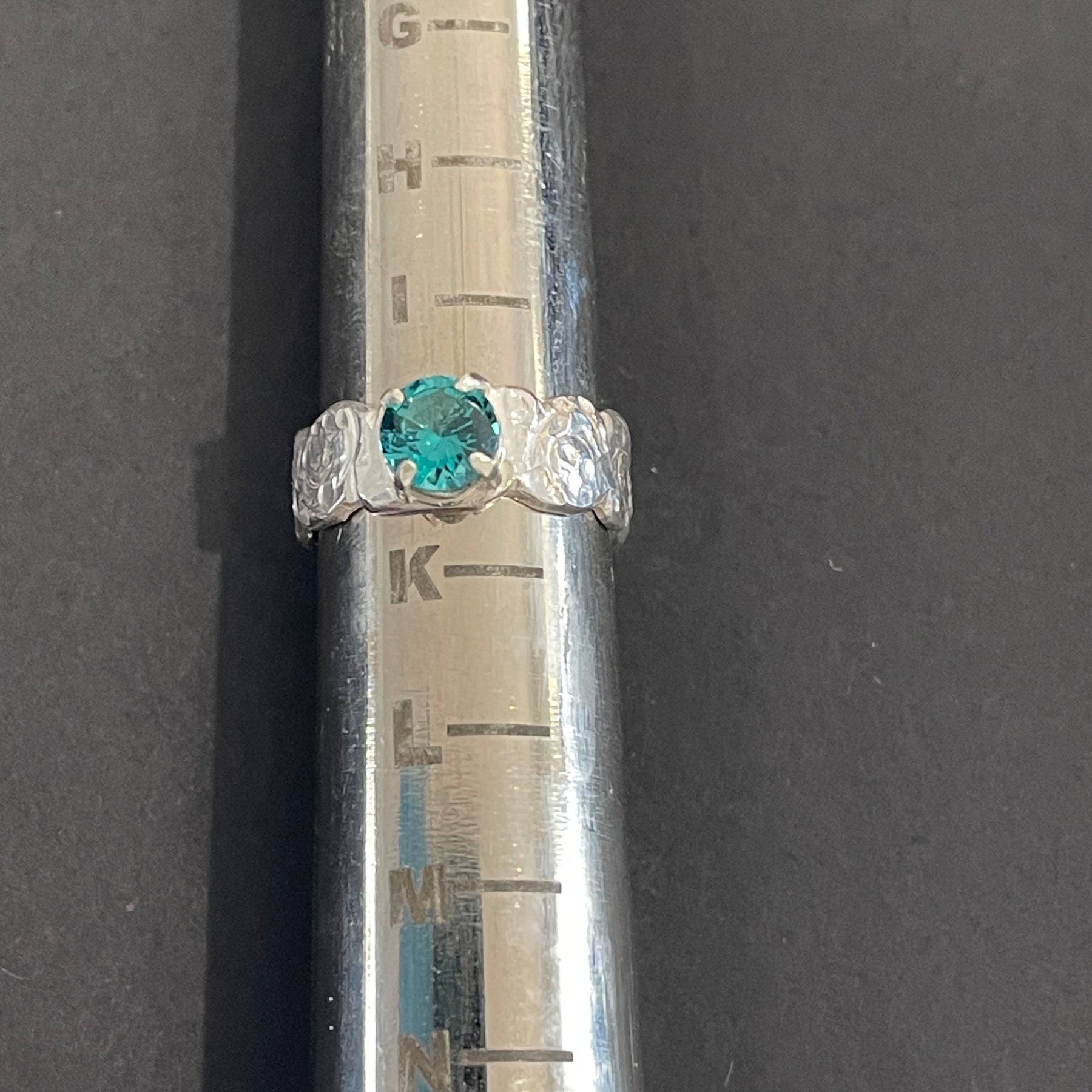 Quirky Little Aqua Tourmaline Stirling Silver Ring