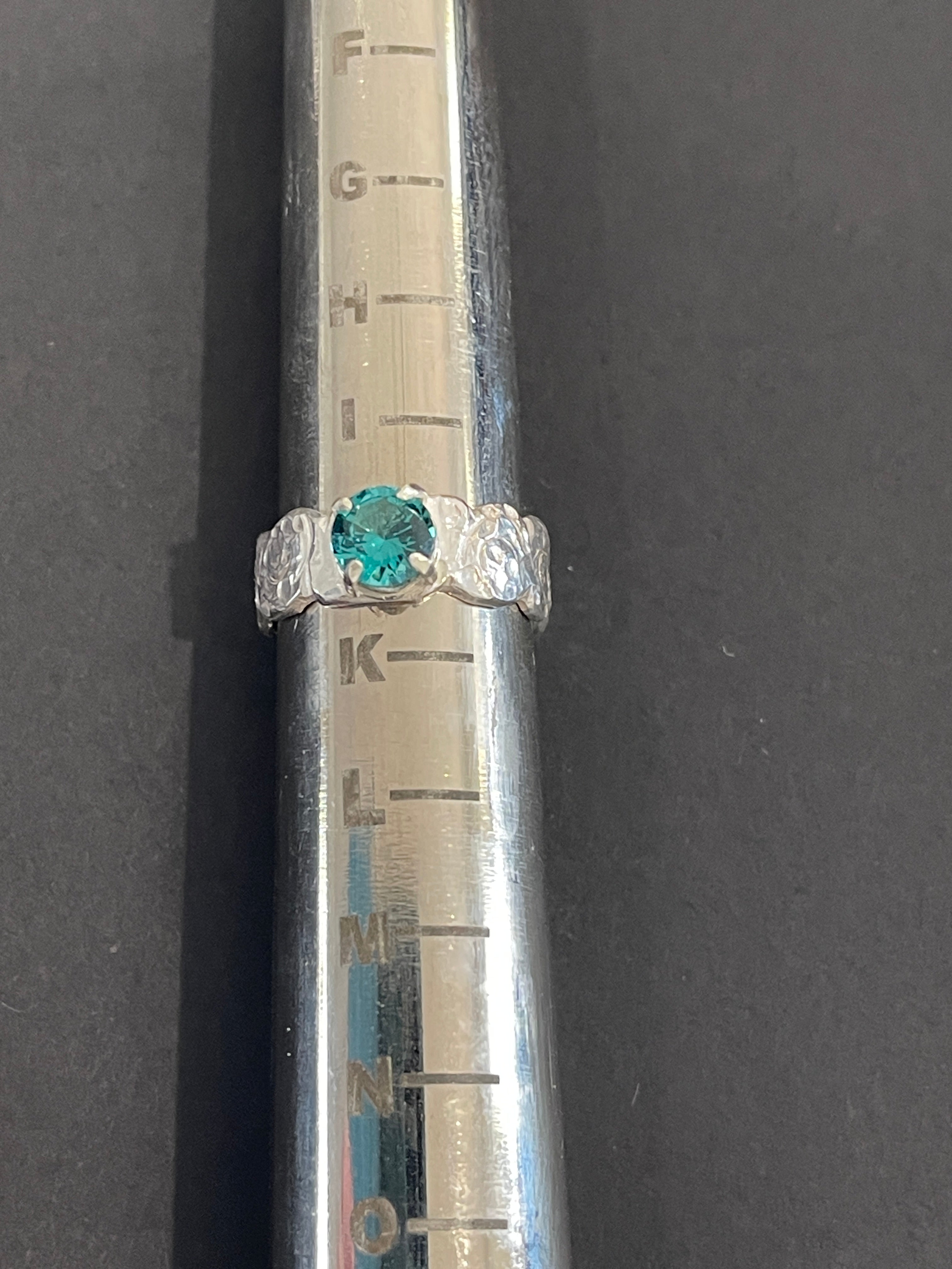 Quirky Little Aqua Tourmaline Stirling Silver Ring