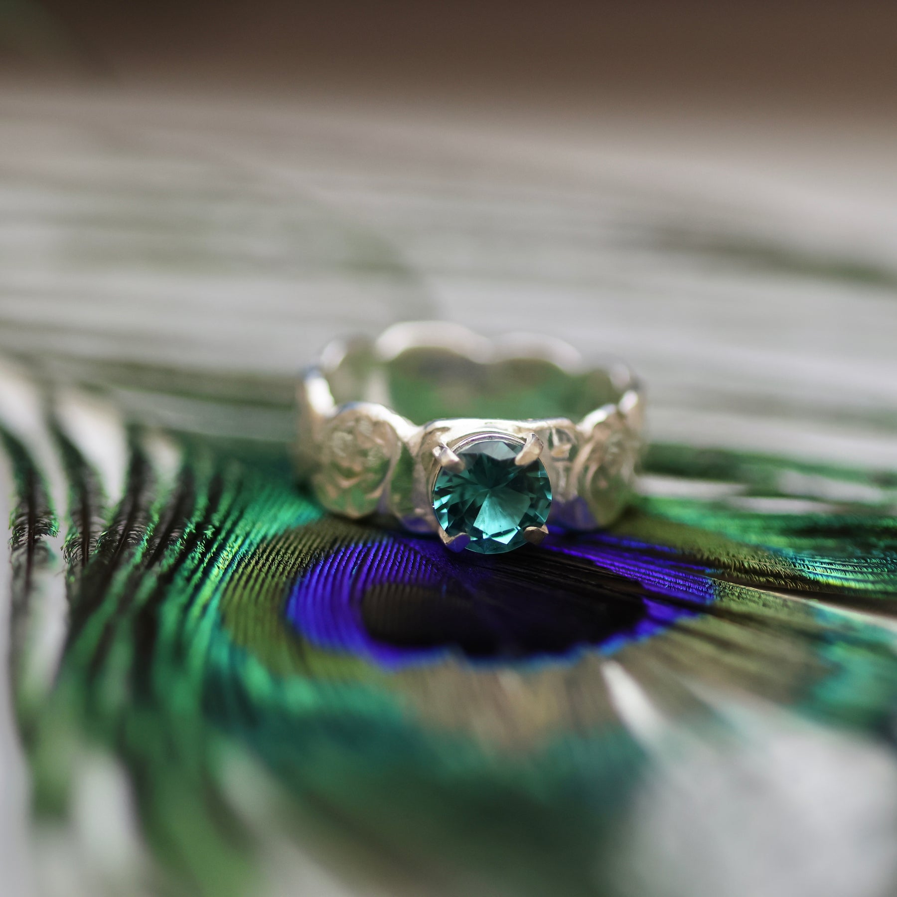 Quirky Little Aqua Tourmaline Stirling Silver Ring