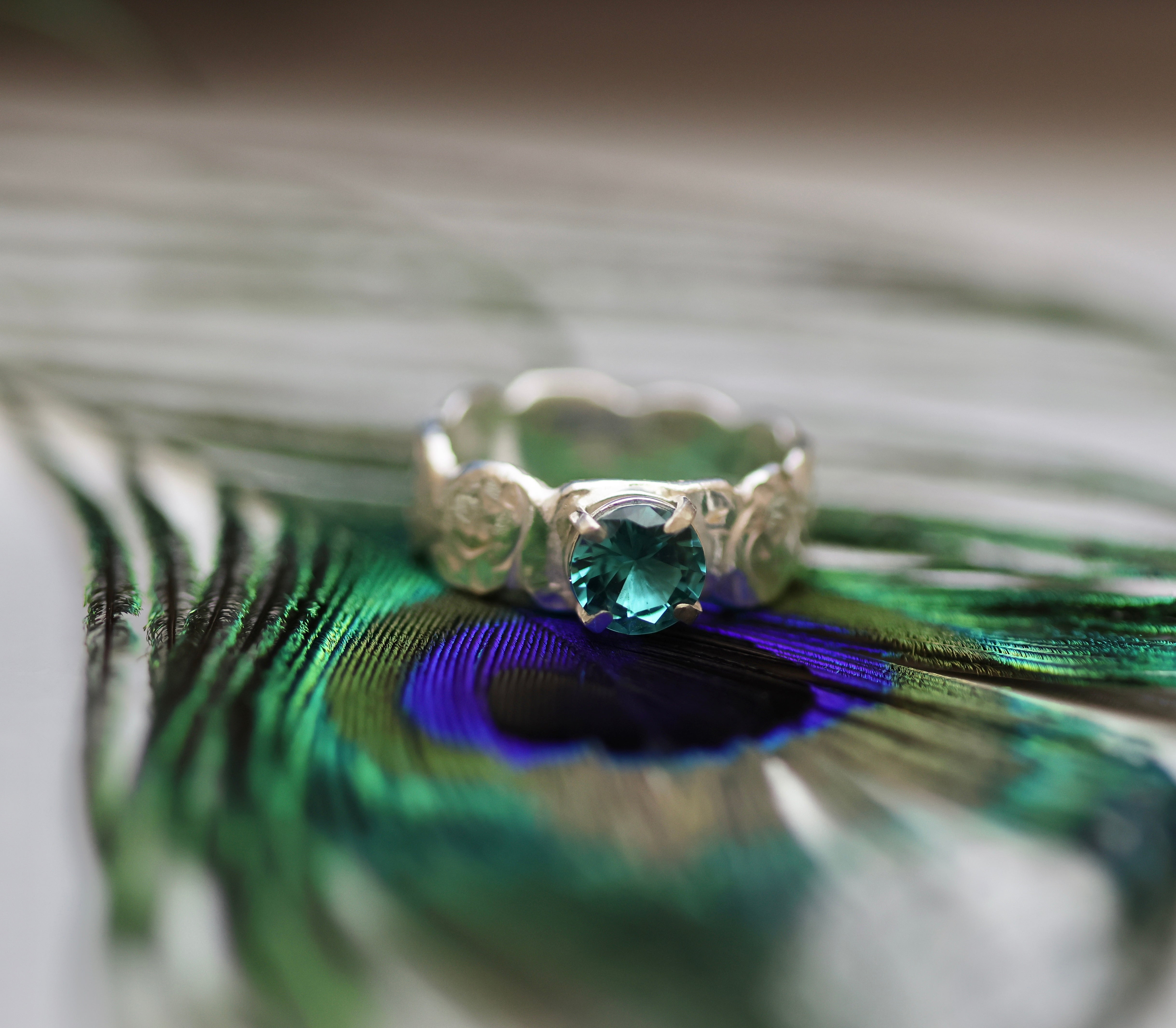 Quirky Little Aqua Tourmaline Stirling Silver Ring