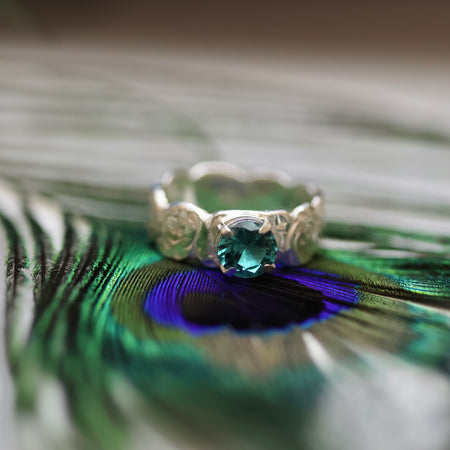 Quirky Little Aqua Tourmaline Stirling Silver Ring