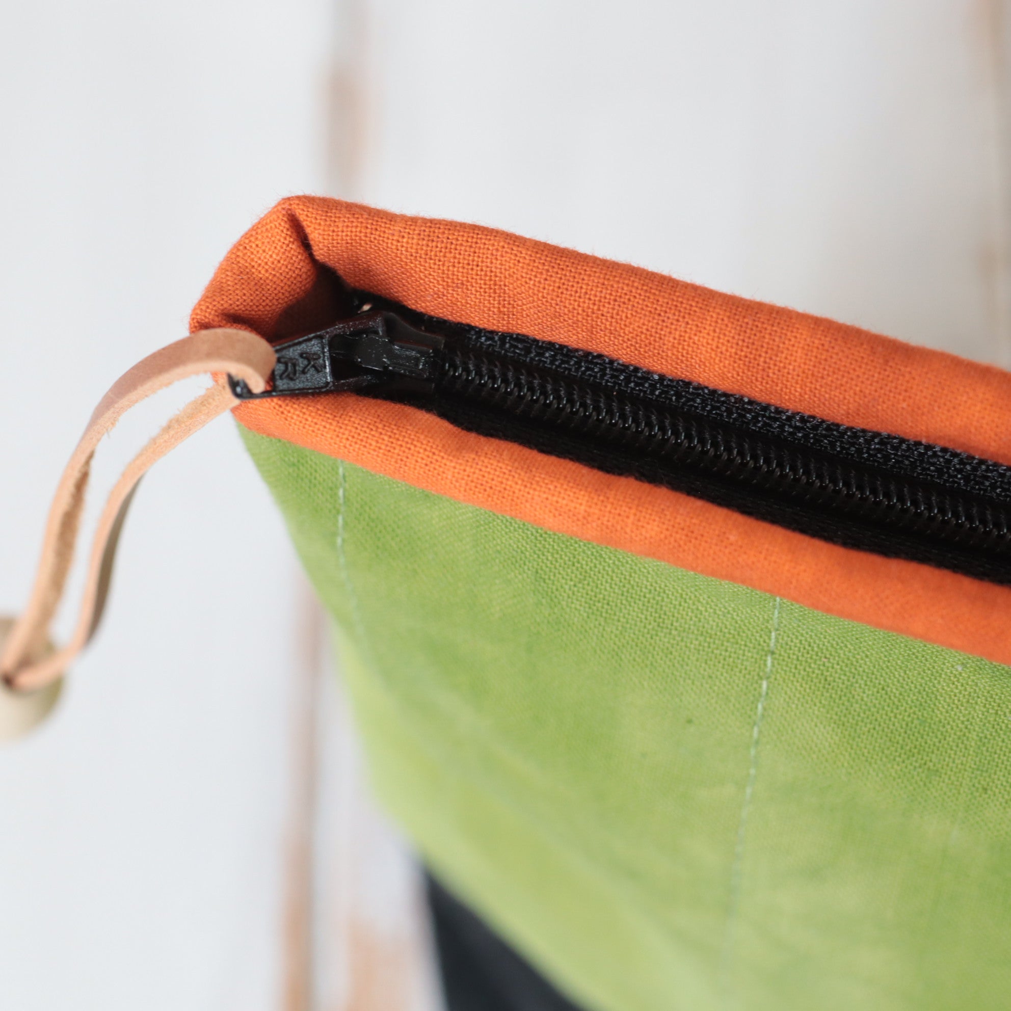 Hand Dyed Zipper Bag, Makeup Bag, Sewing Pouch, Ochre and Charcoal