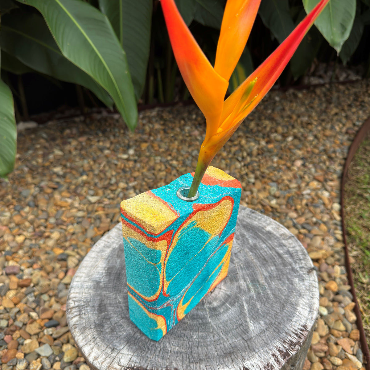 Lava Ponds hand sculpted concrete test tube vase