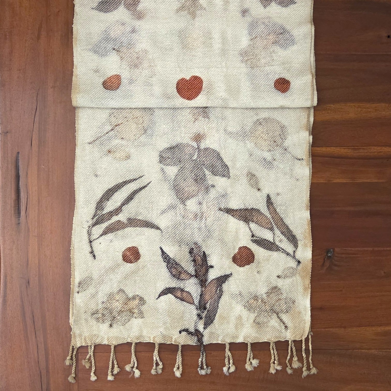 The Olive - Silk/Wool Blend  Ecoprint Scarf/Wrap