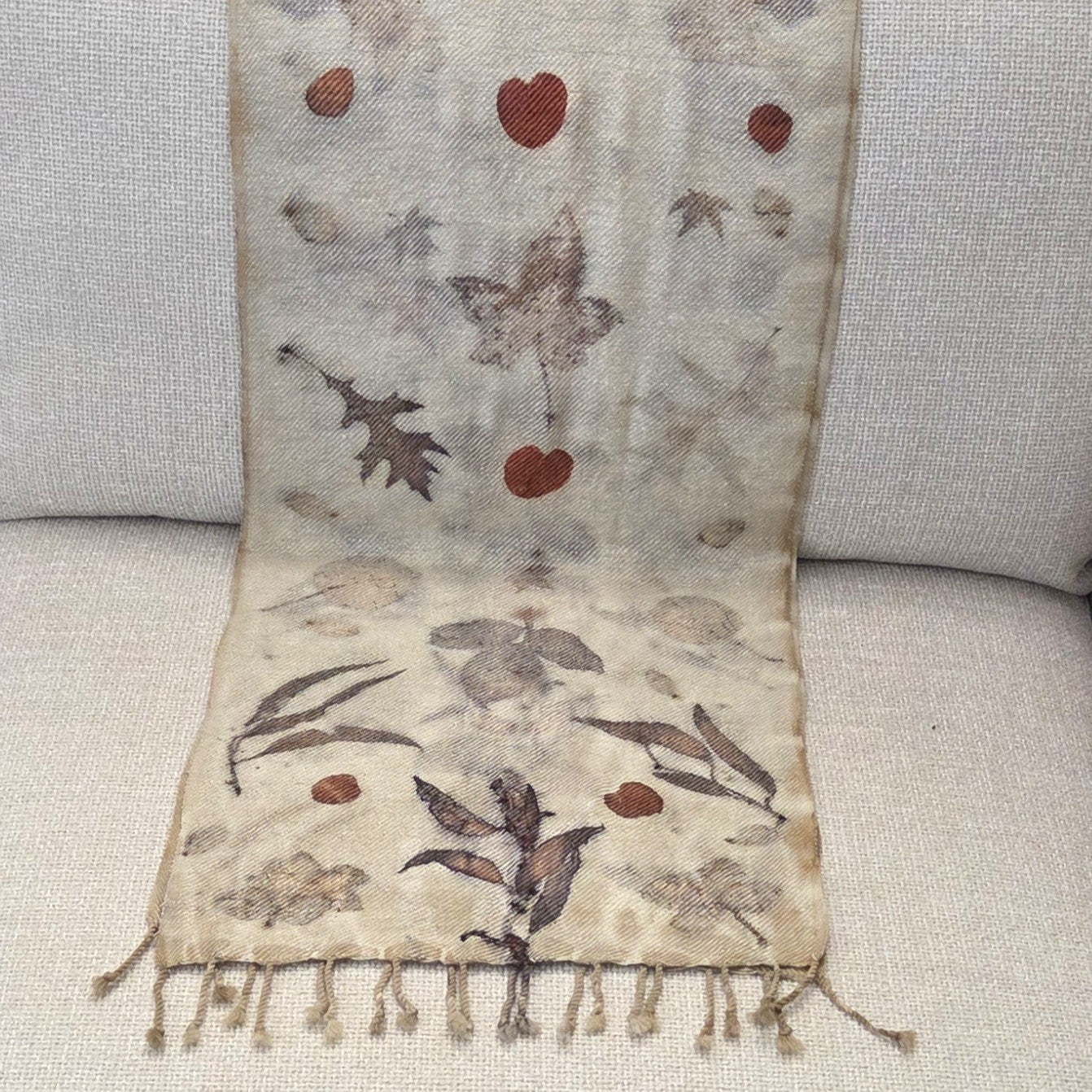 The Olive - Silk/Wool Blend  Ecoprint Scarf/Wrap