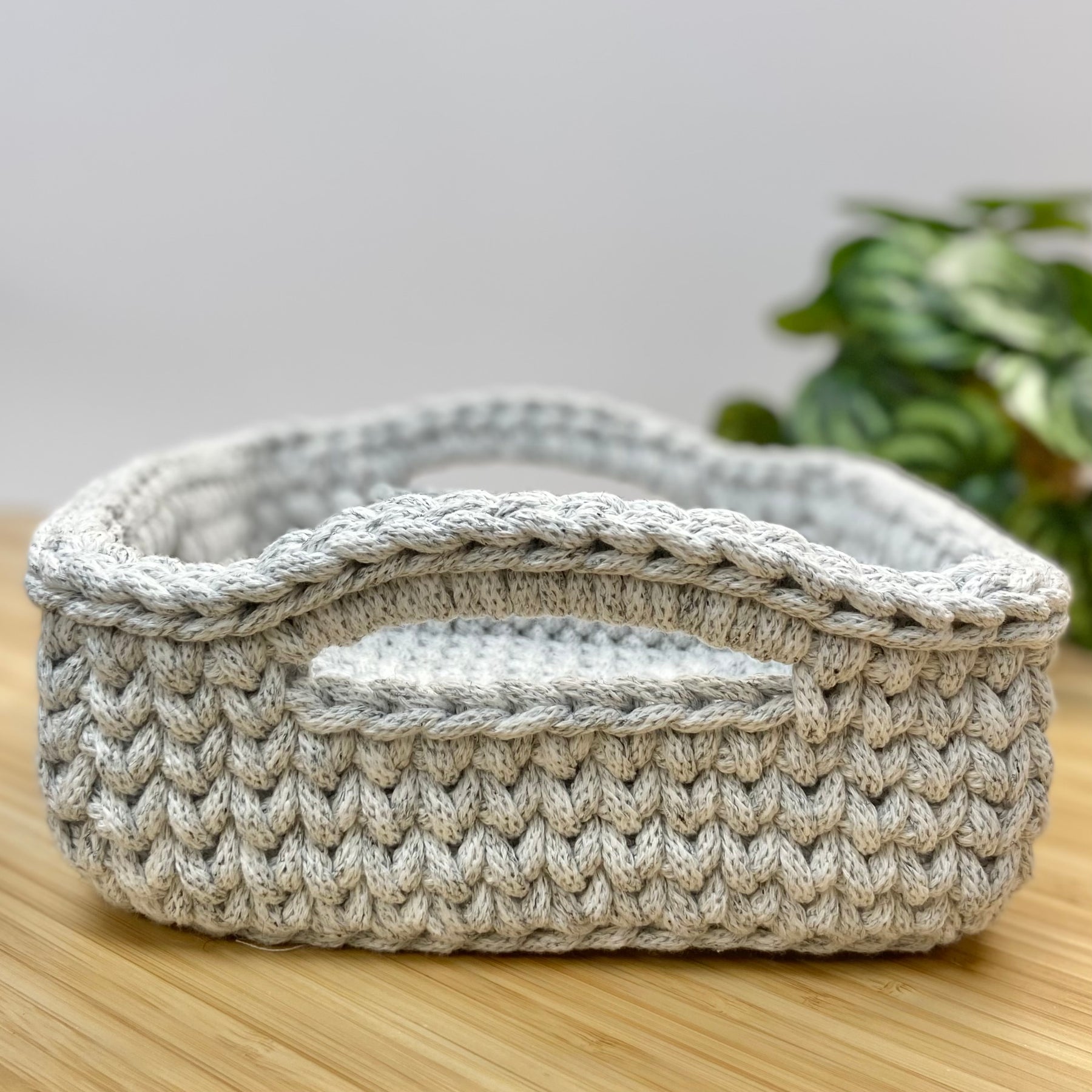 Handmade Crochet Basket - Marble - Square