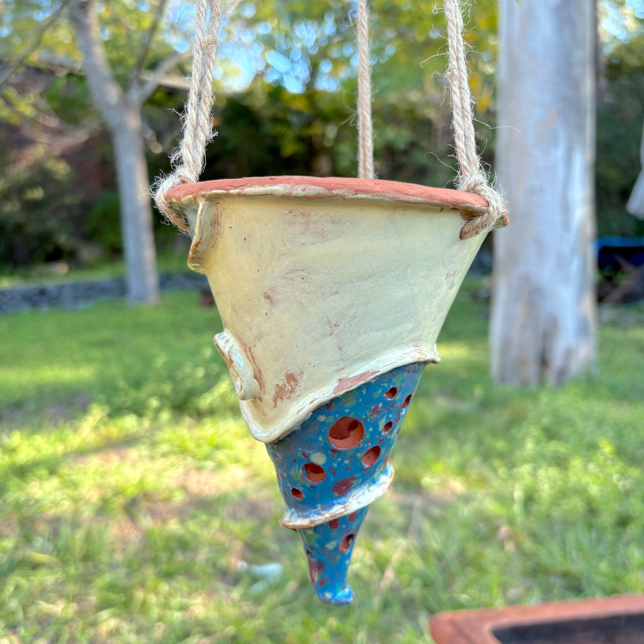 Ceramic hanging cone orchid pot