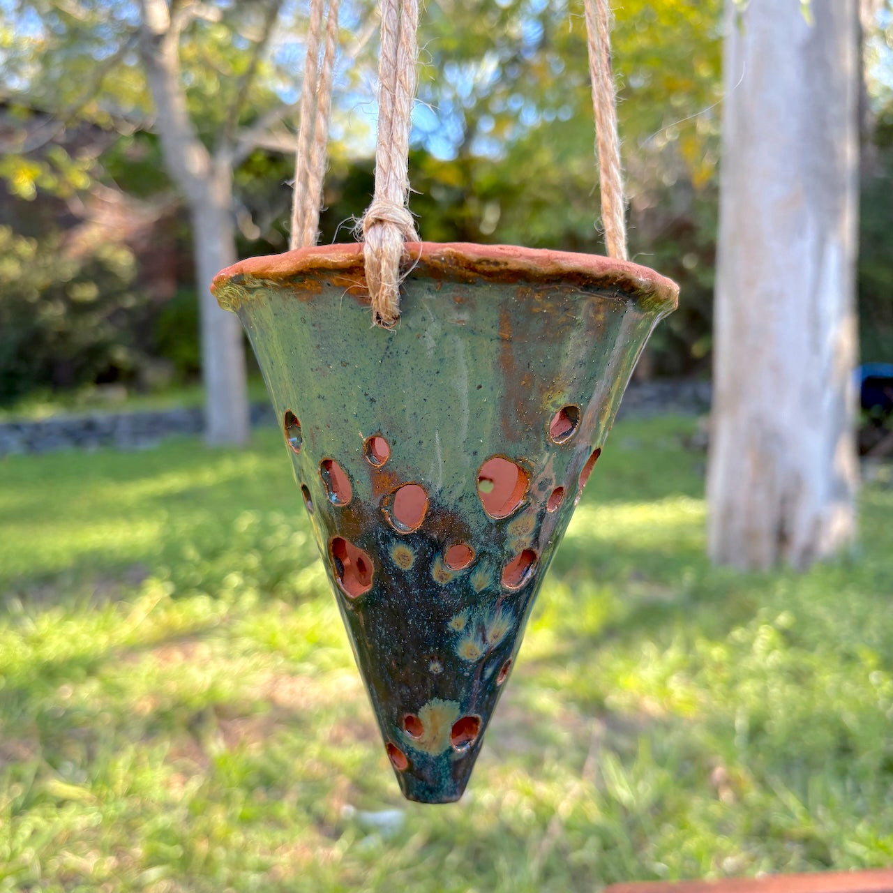 Ceramic hanging cone orchid pot