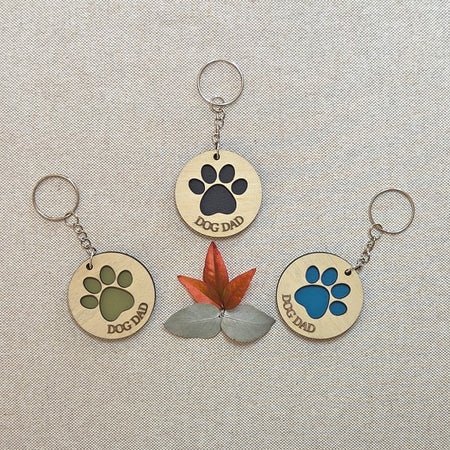 DOG DAD - Handcrafted Timber Keyrings