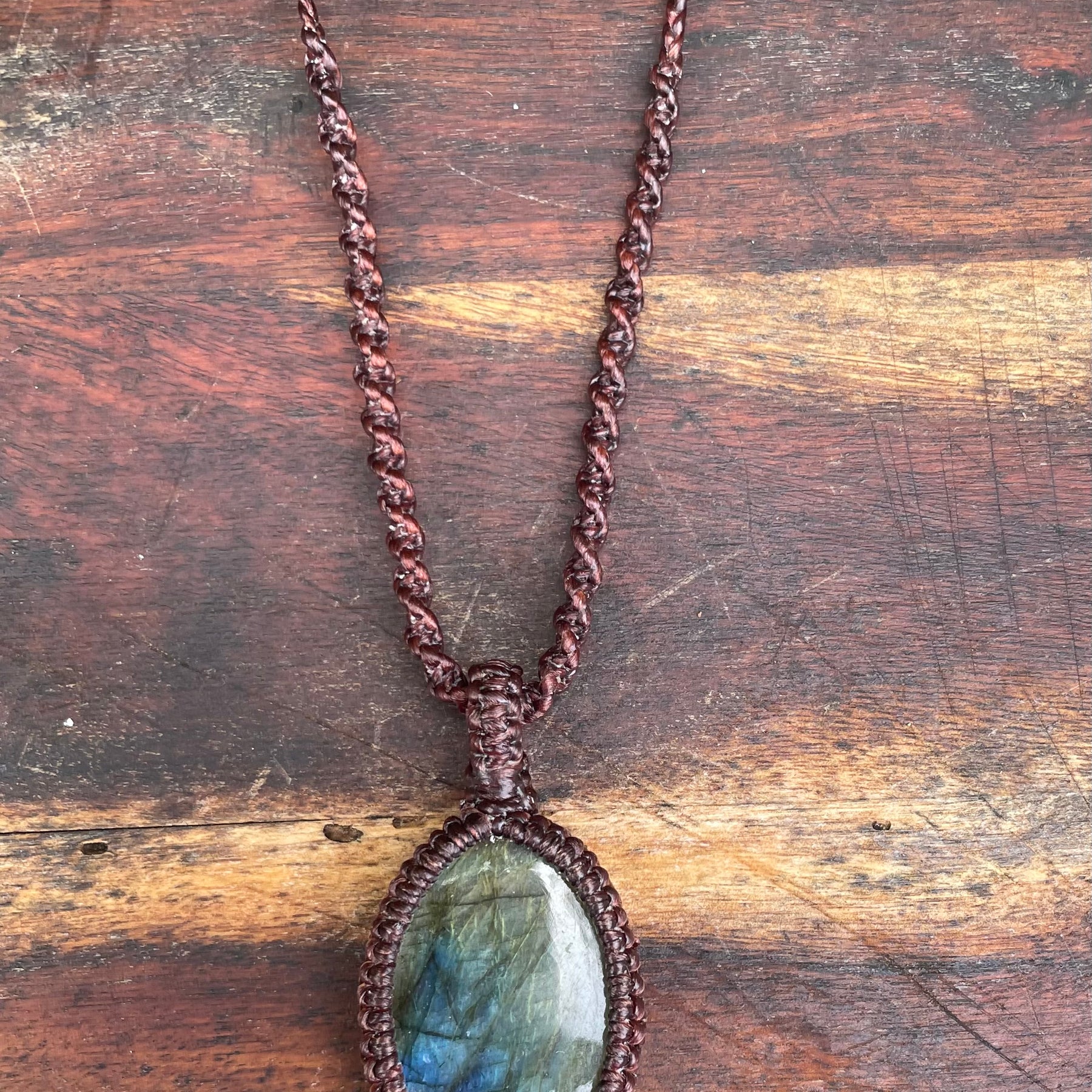 Labradorite Pendant, boho macrame necklace, adjustable