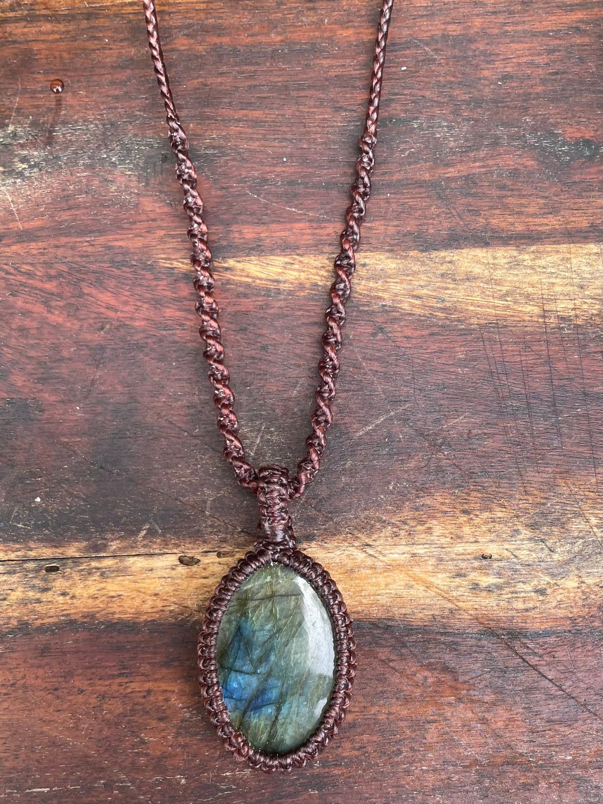 Labradorite Pendant, boho macrame necklace, adjustable