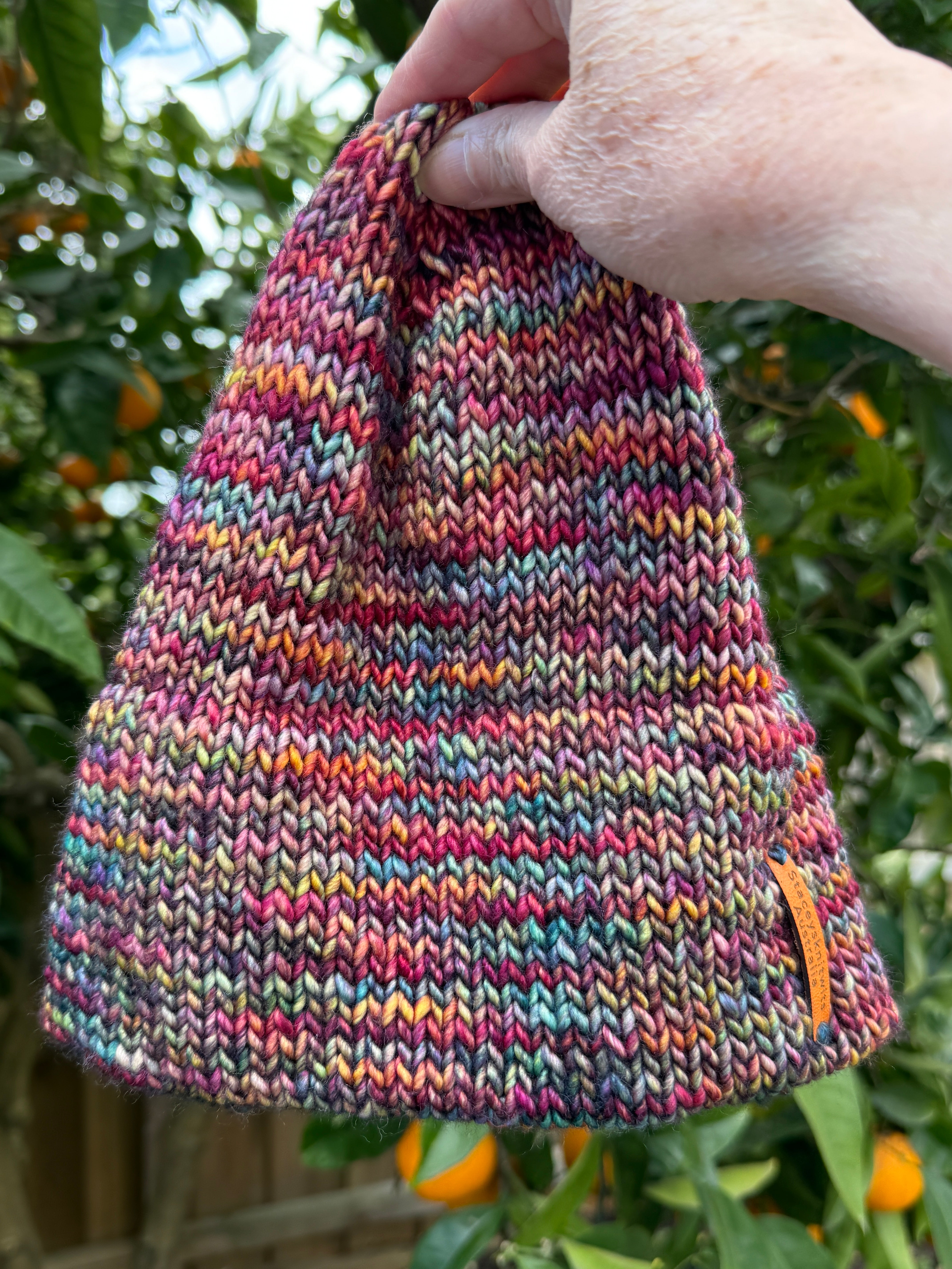 Hand Knitted Merino Beanie, Colorful unisex beanie