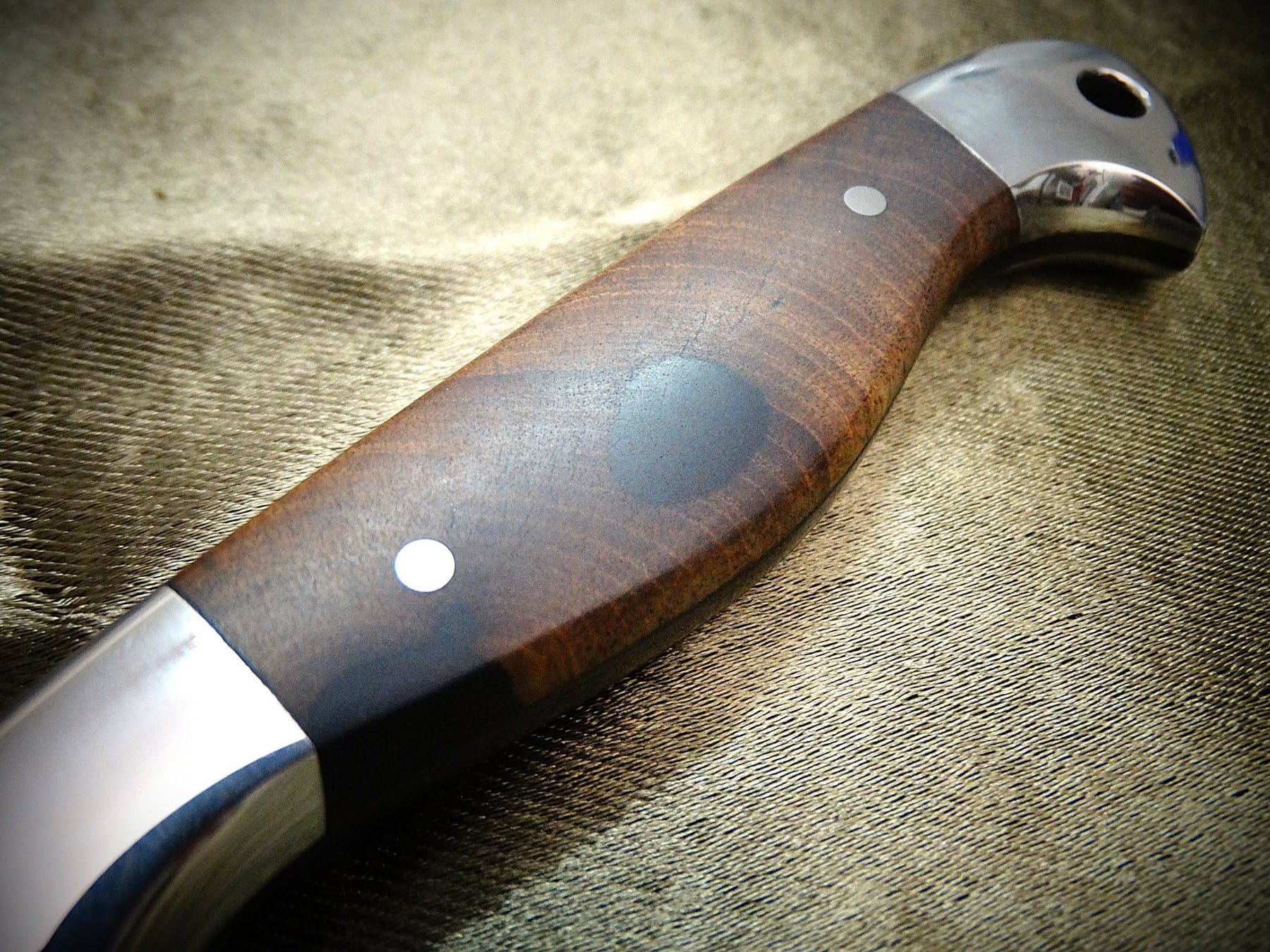 Utility knife ebony timber wood leather art