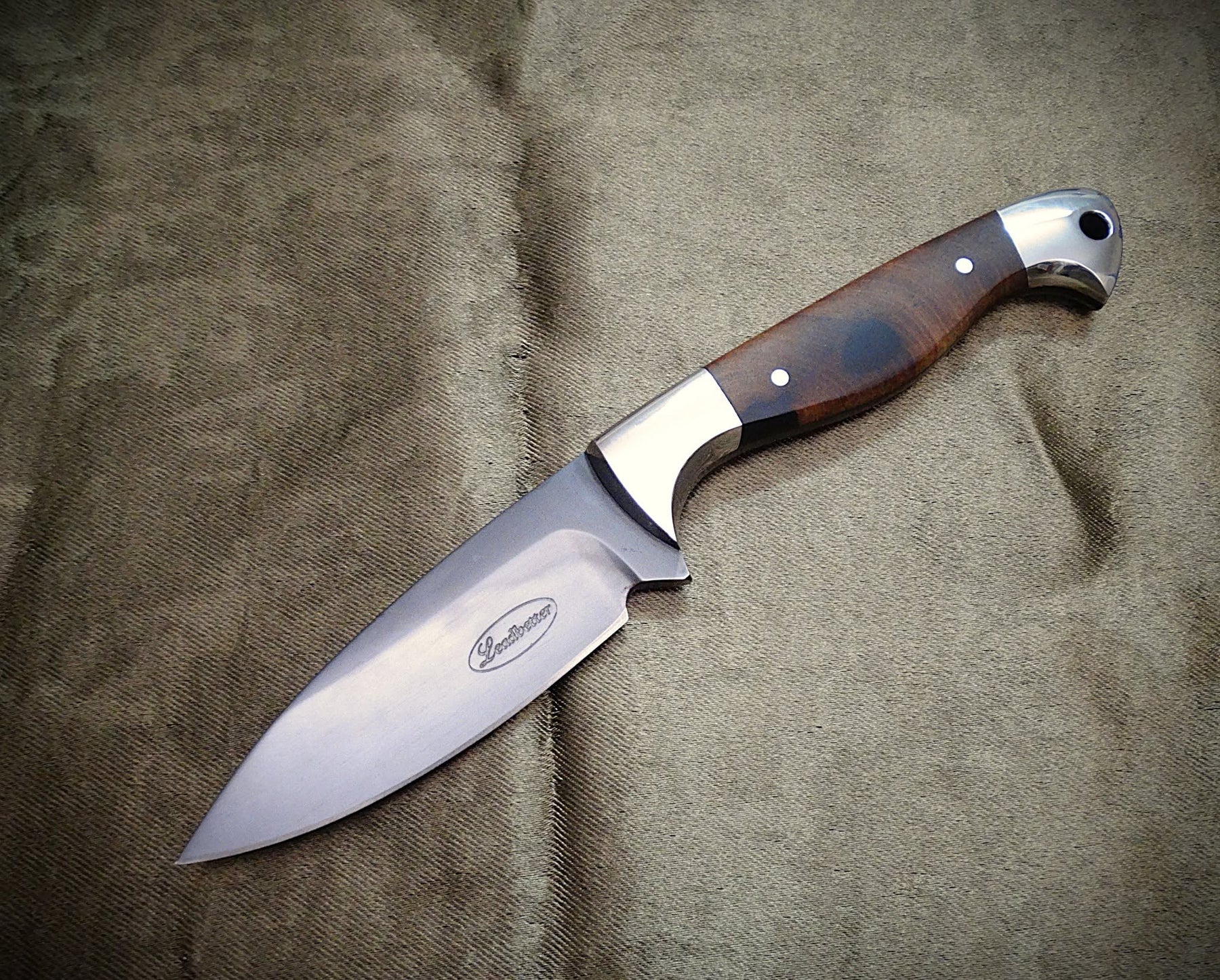 Utility knife ebony timber wood leather art