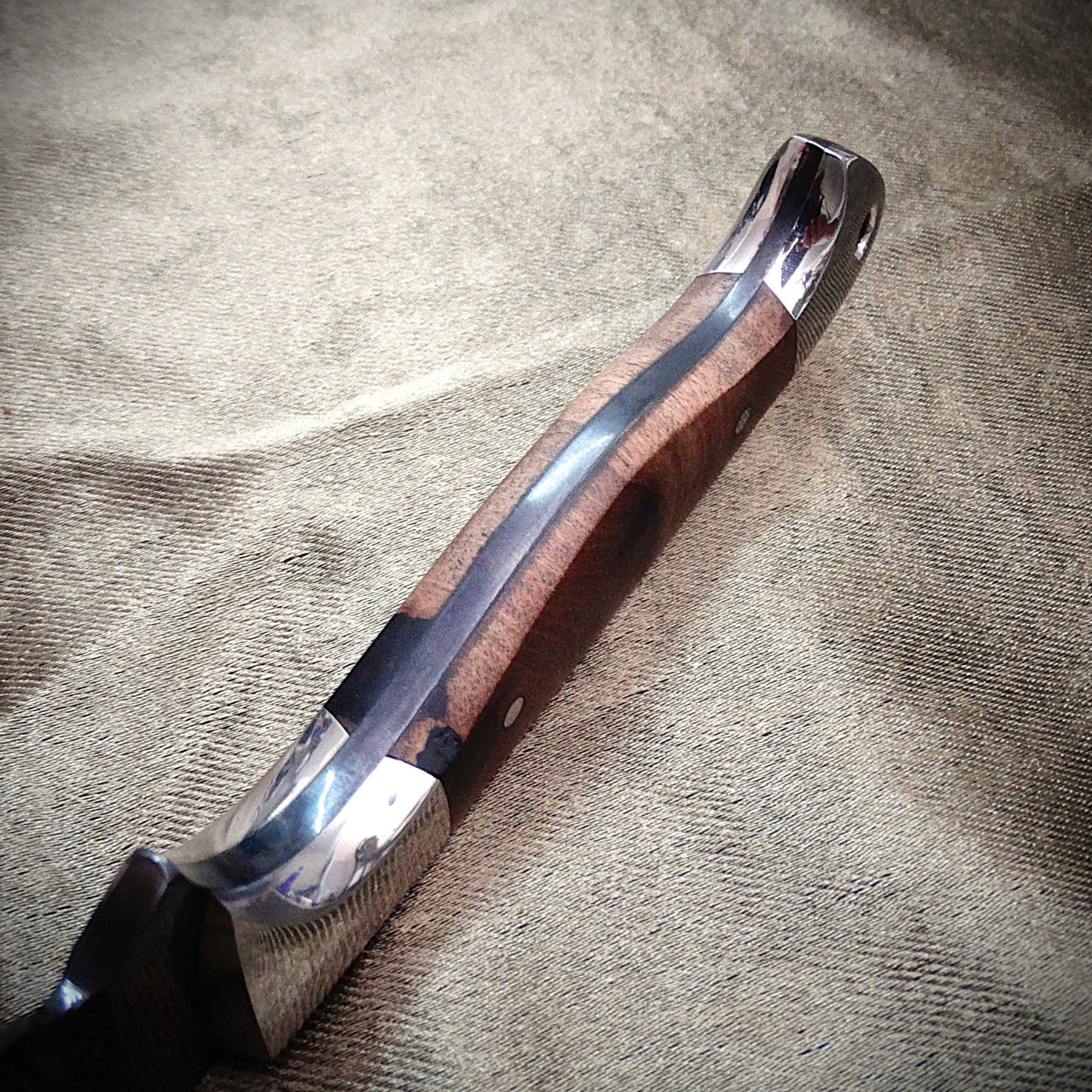 Utility knife ebony timber wood leather art