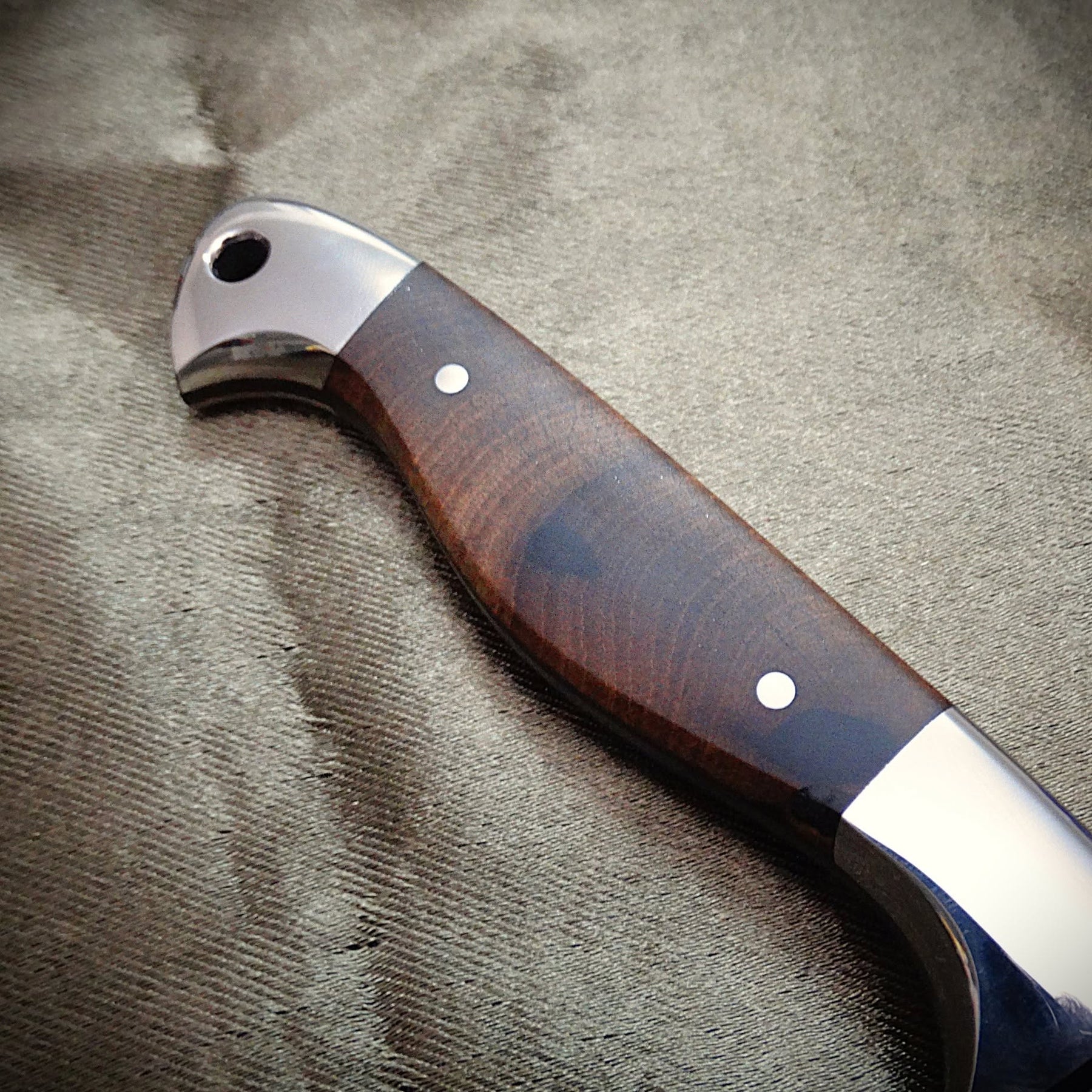 Utility knife ebony timber wood leather art