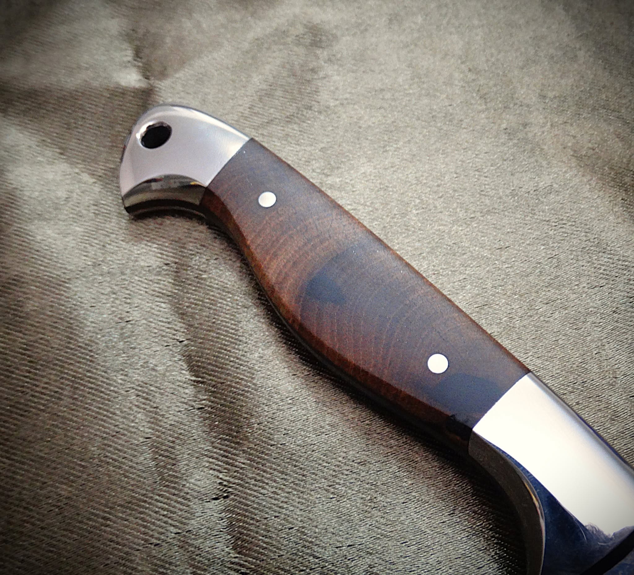 Utility knife ebony timber wood leather art
