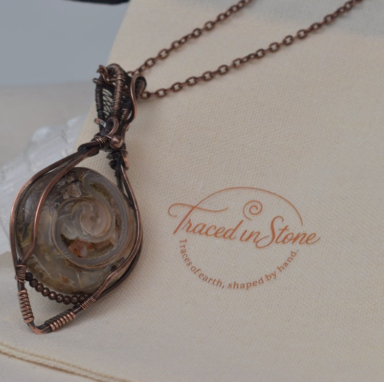 Forgotten Sea's - Natural Fossil Pendant in Antiqued Copper
