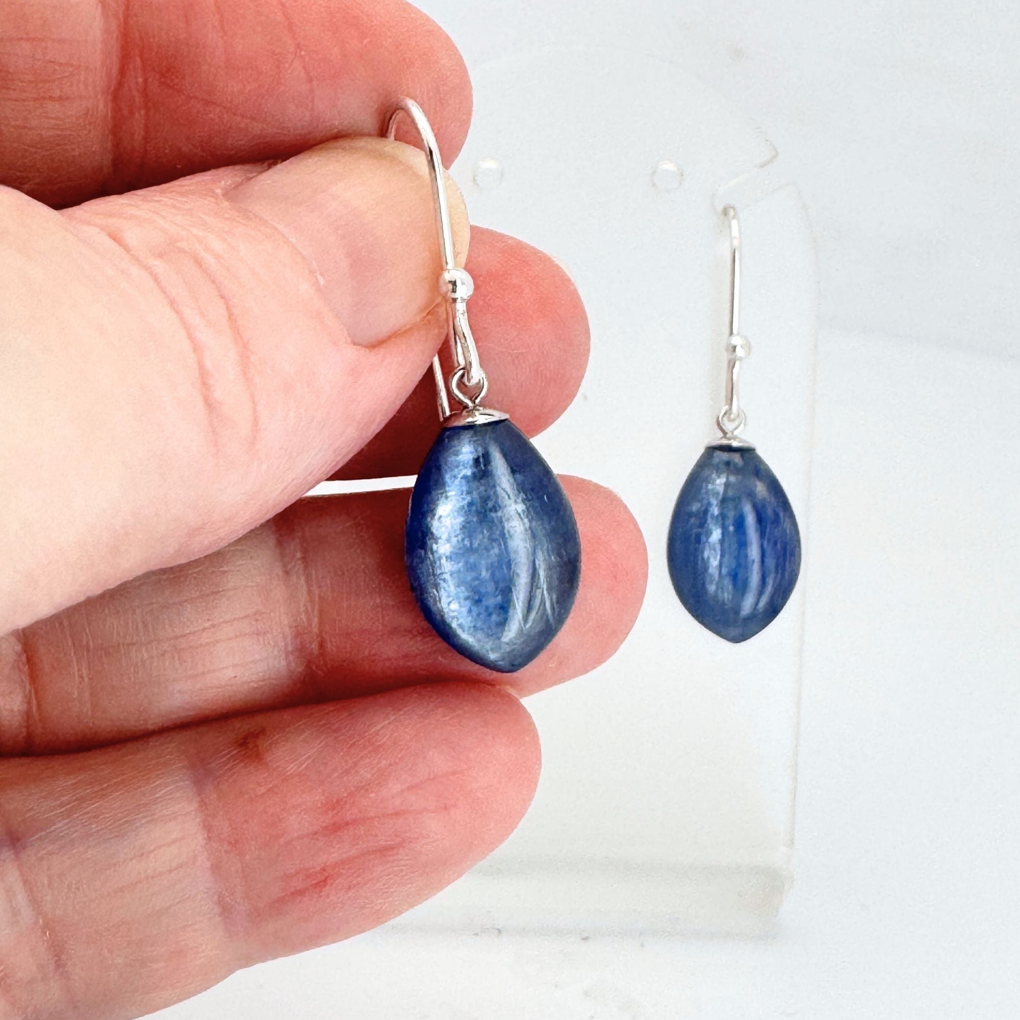 Kyanite drops on sterling silver earring hooks
