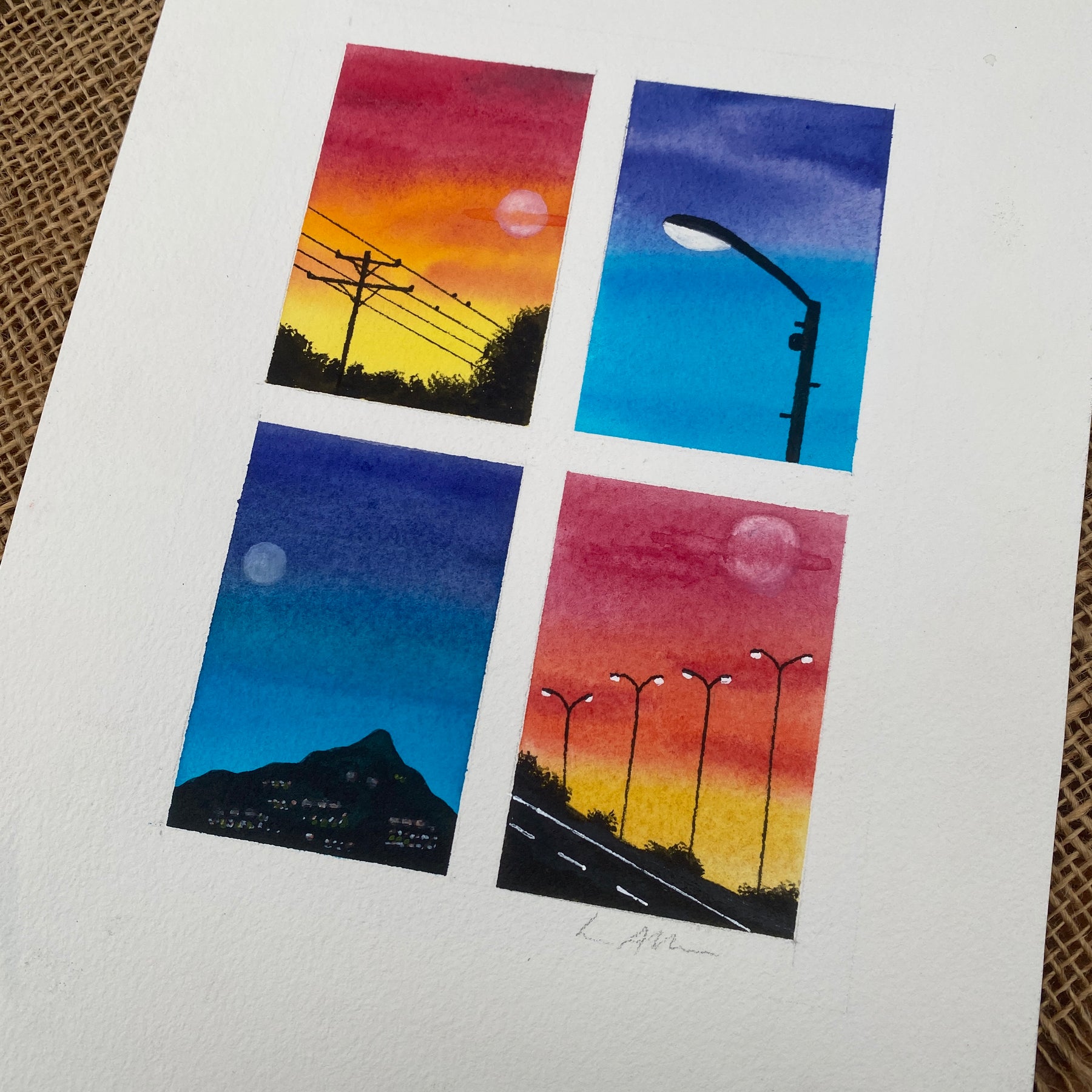 "Urban Lights" - Original Watercolour Artwork 20cm x 15cm