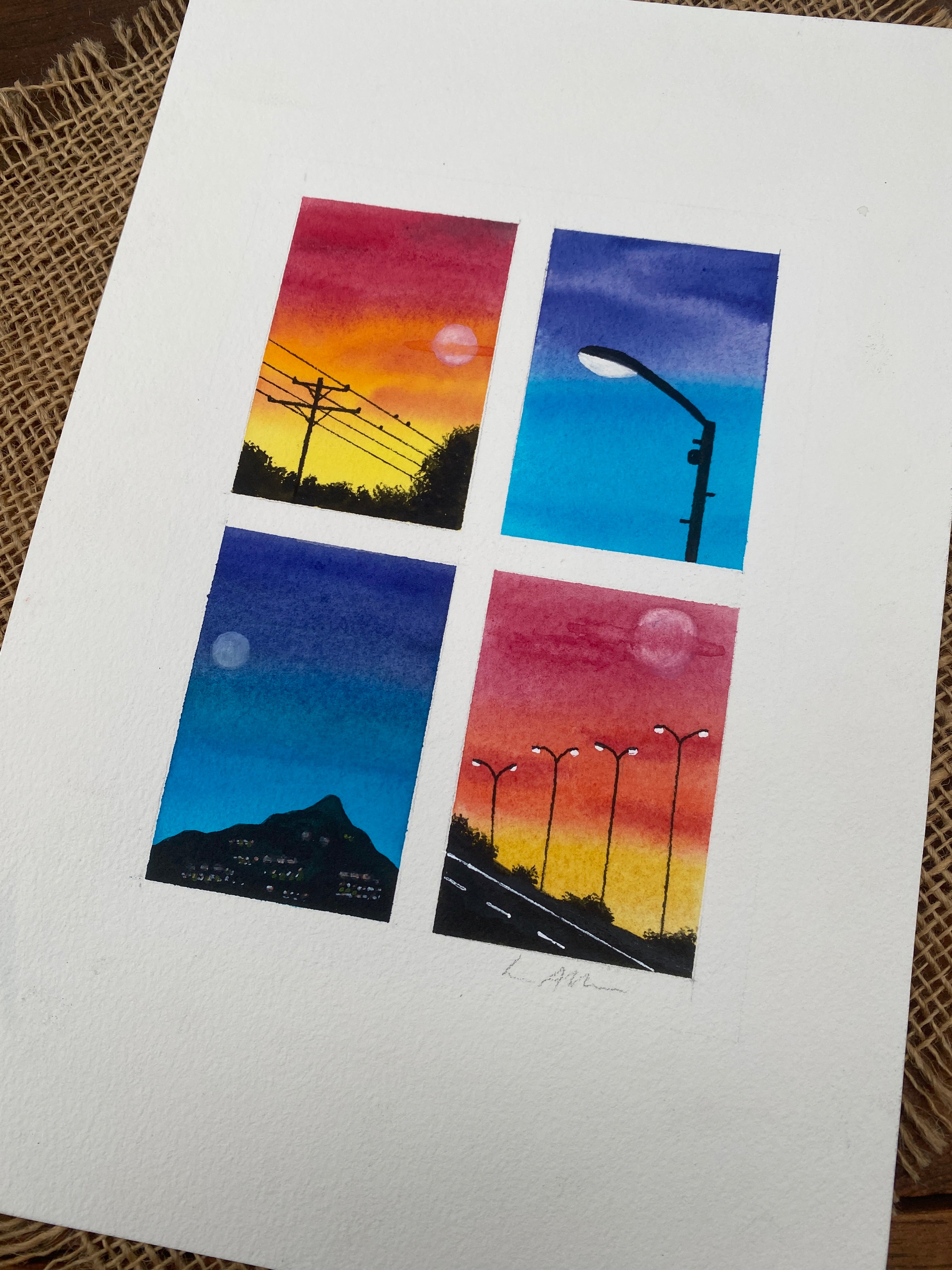 "Urban Lights" - Original Watercolour Artwork 20cm x 15cm