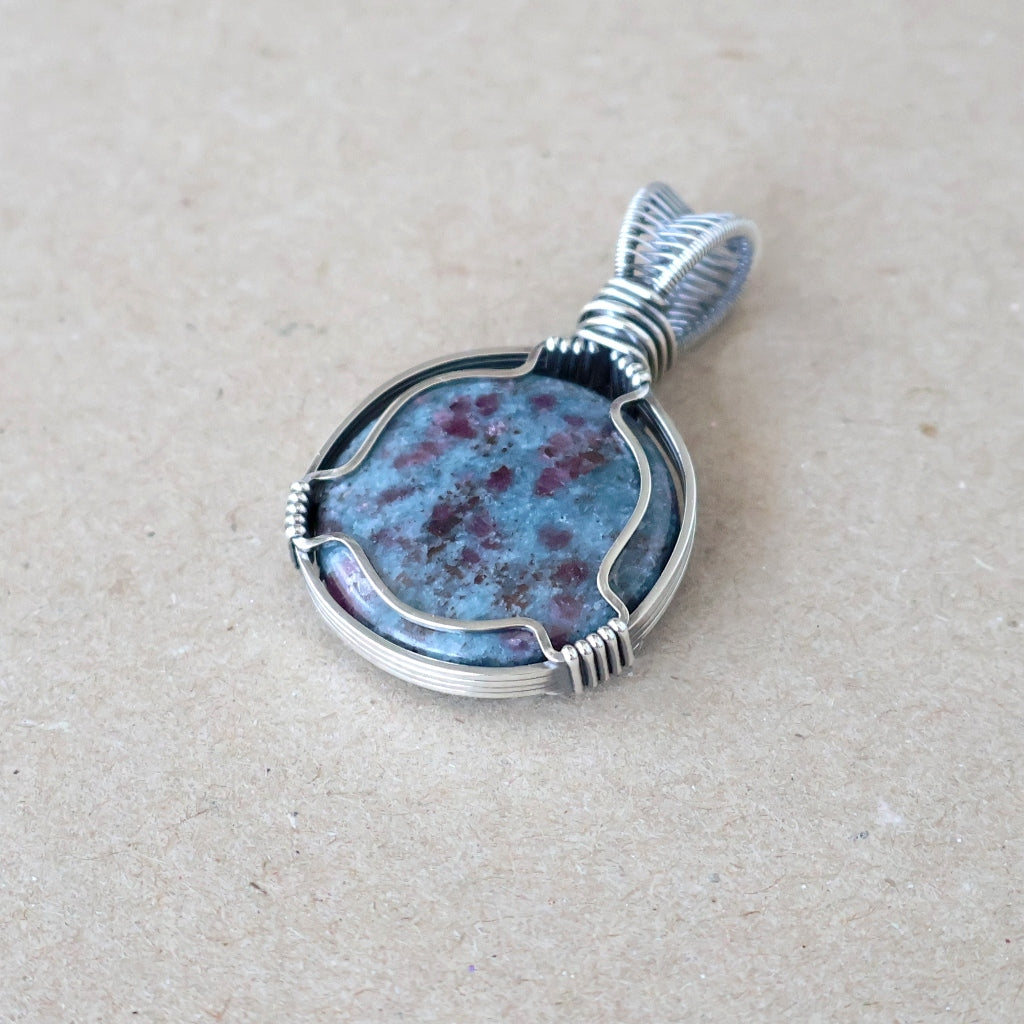 Sterling Silver Ruby Kyanite Pendant ~ Talisman of Vitality and Intuition