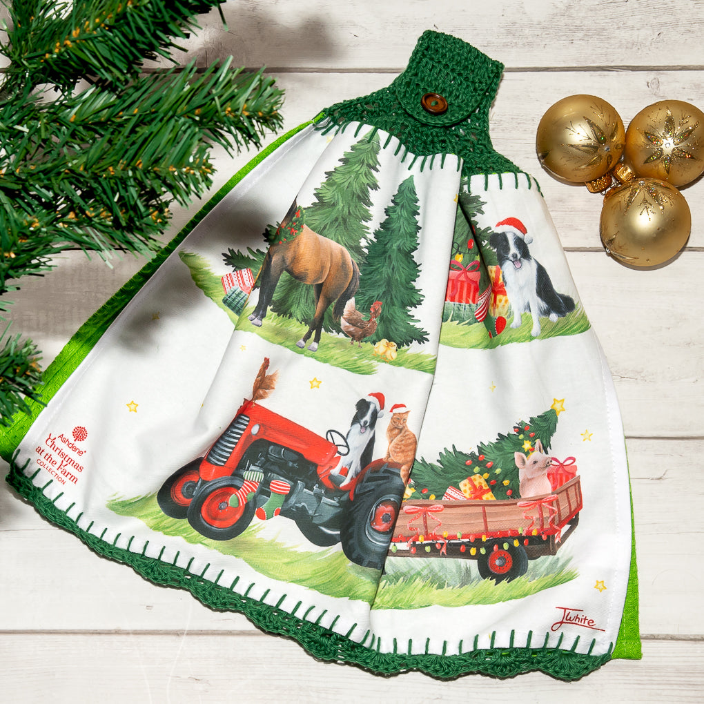 Hanging Tea Towel / Hand Towel - Christmas Themed - Double Sided