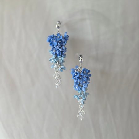 Cascade Floral Earrings | Handmade Polymer Clay Flower Earrings | Silver Dangle Earrings | Statement Earrings | Bridal & Wedding Guest Jewellery