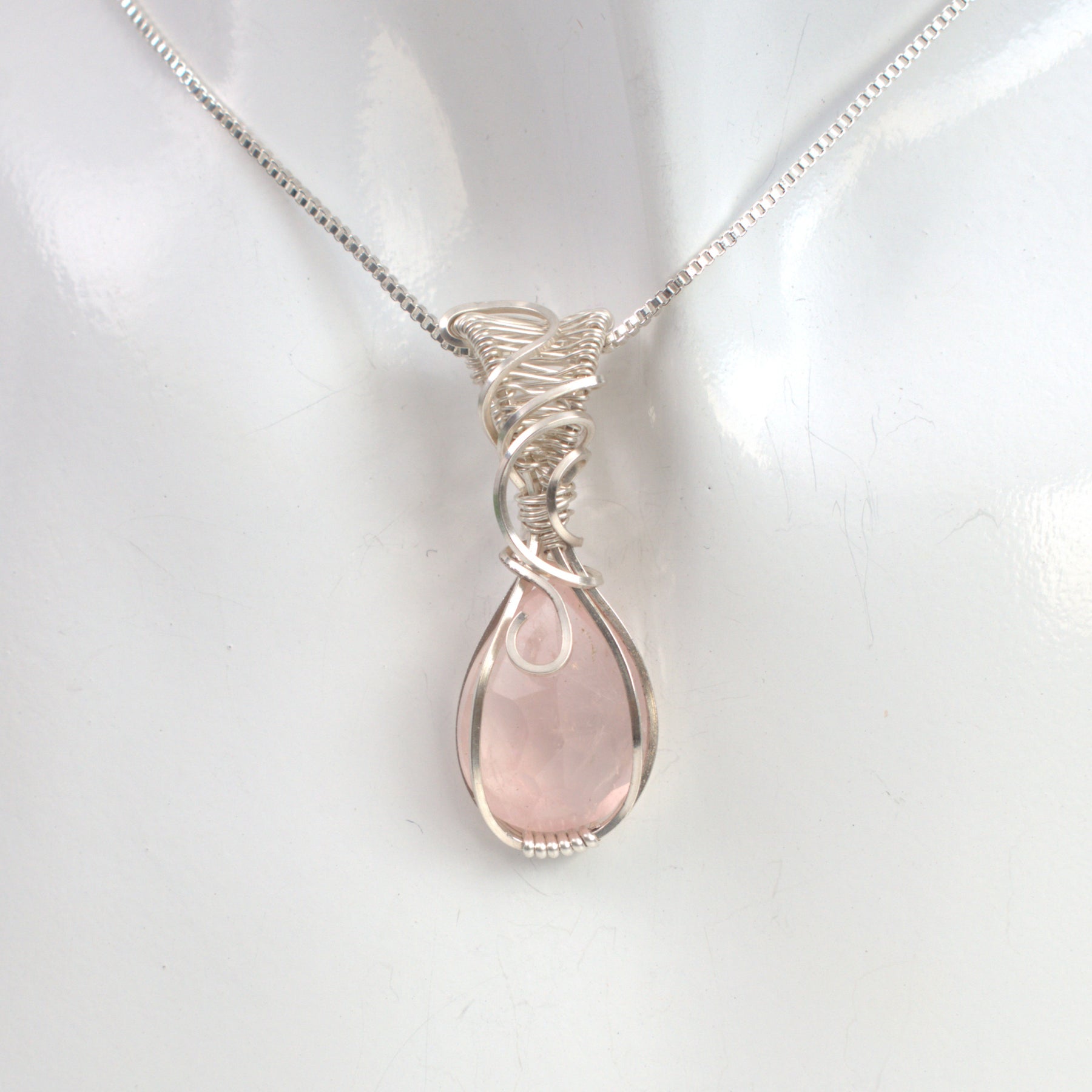 Wire-wrapped Rose Quartz Keepsake Pendant