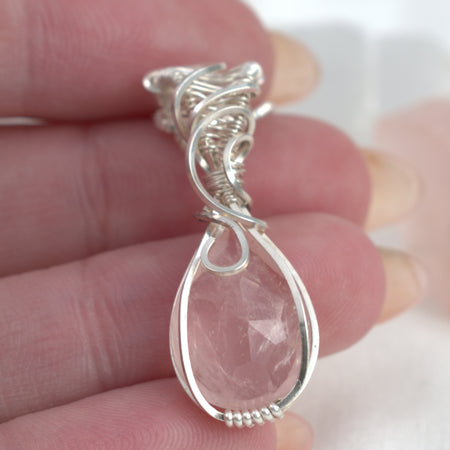 Wire-wrapped Rose Quartz Keepsake Pendant