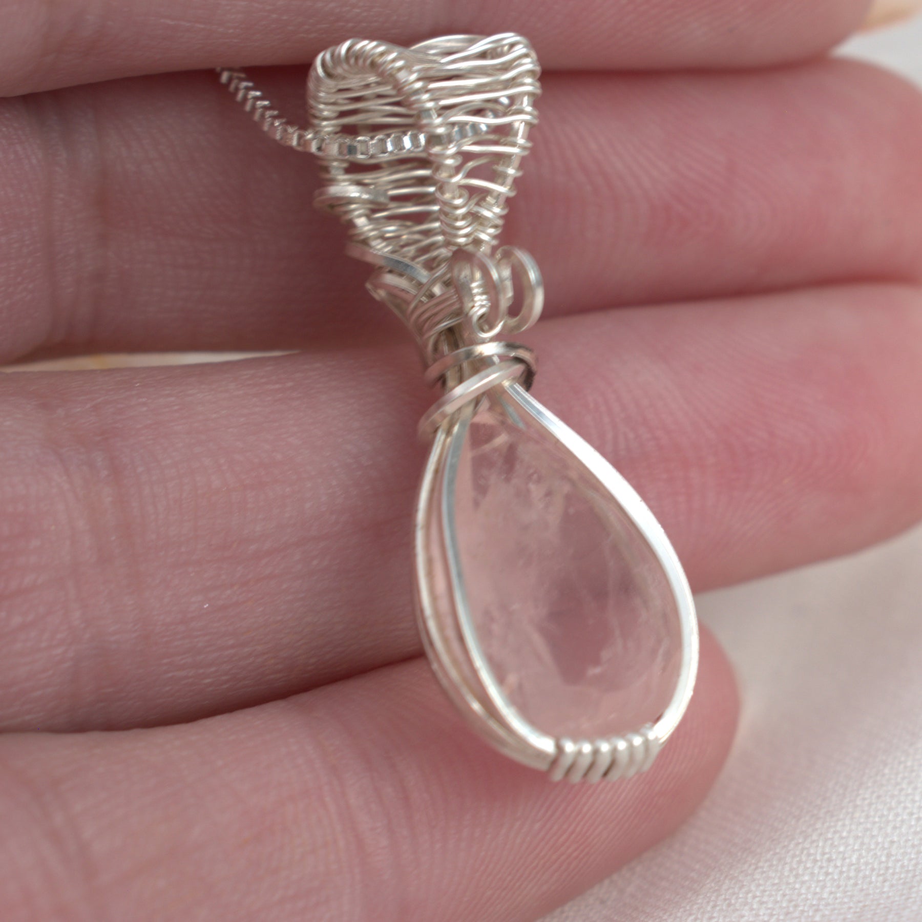 Wire-wrapped Rose Quartz Keepsake Pendant