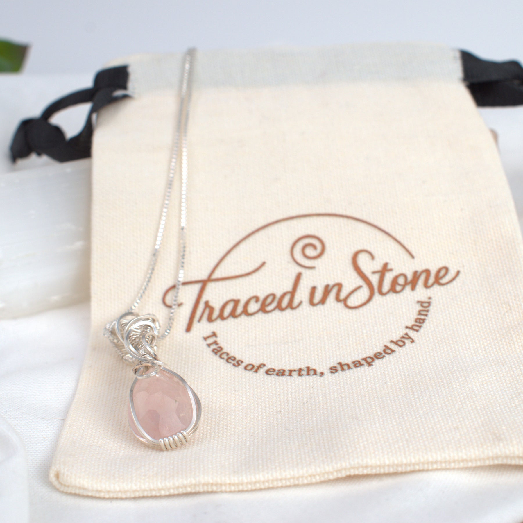 Wire-wrapped Rose Quartz Keepsake Pendant
