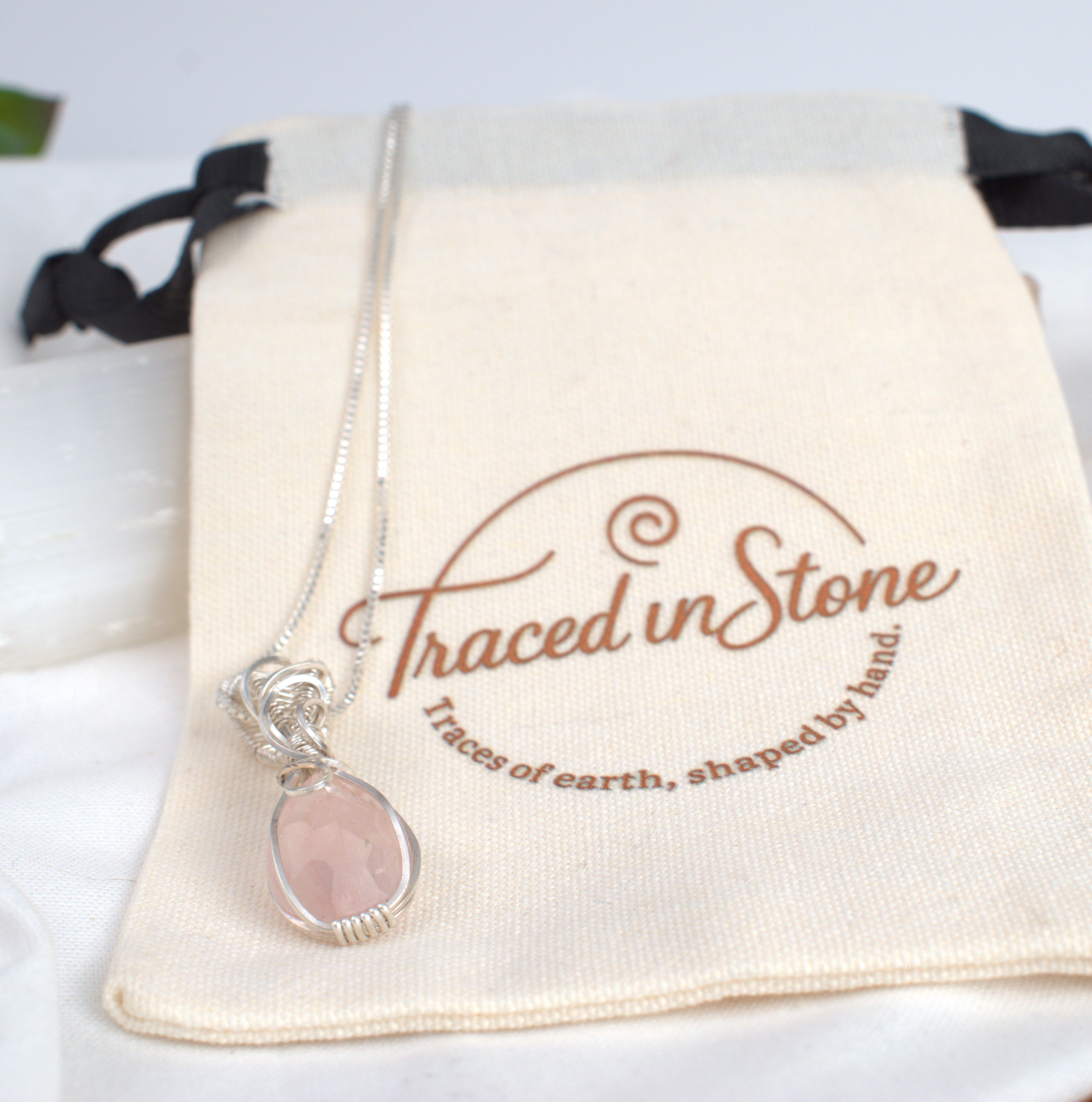 Wire-wrapped Rose Quartz Keepsake Pendant
