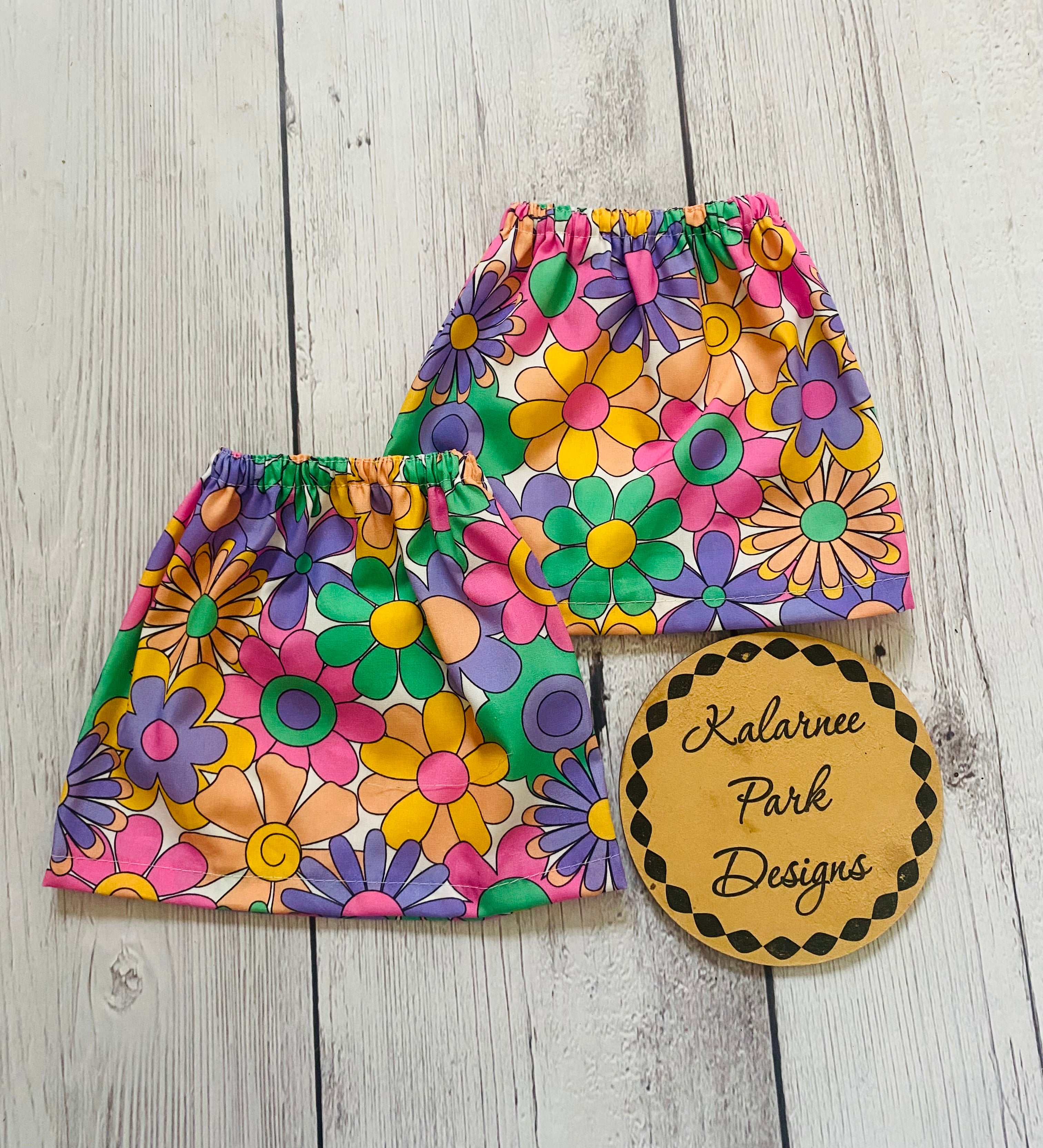 ''Retro Floral" Adult Size and Kids Size Sock Savers