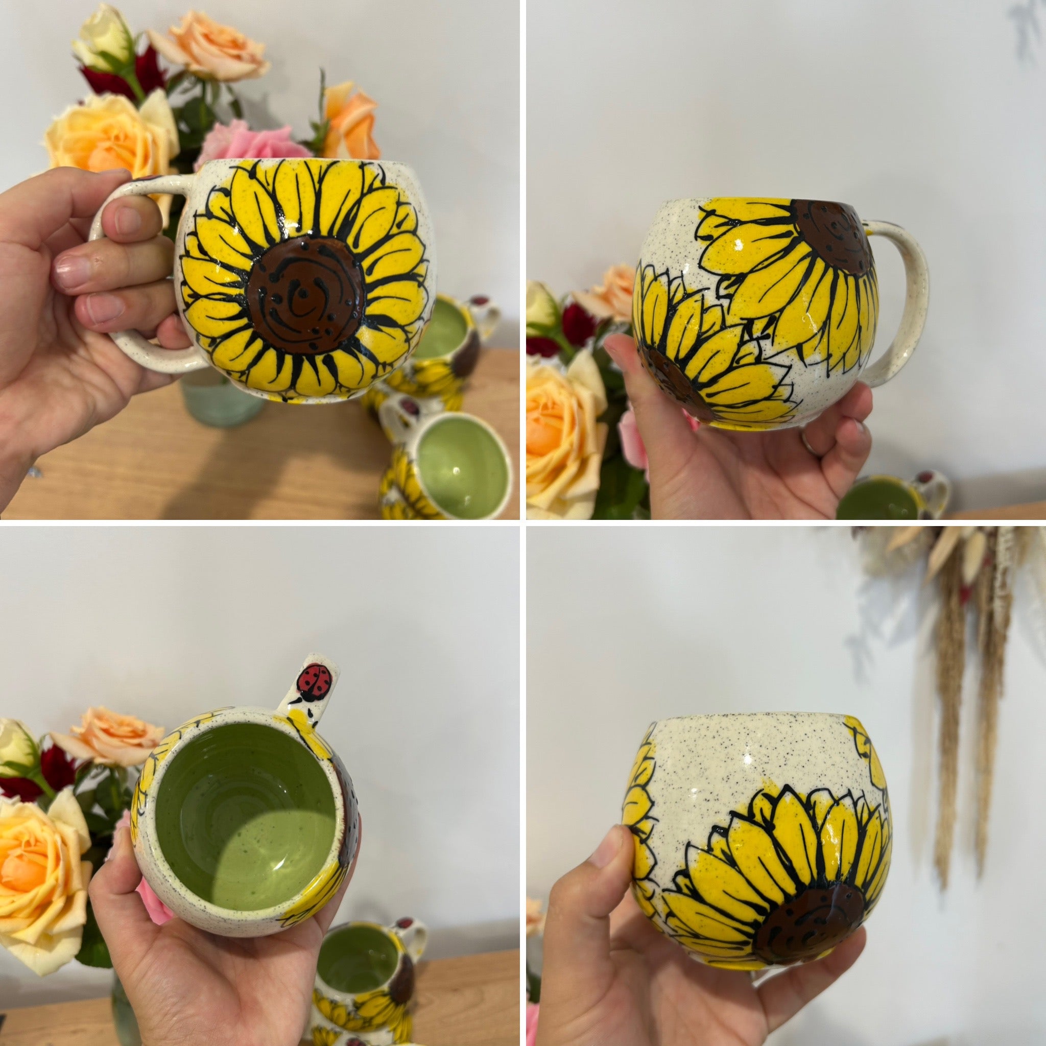 Handmade Sunflower Mugs